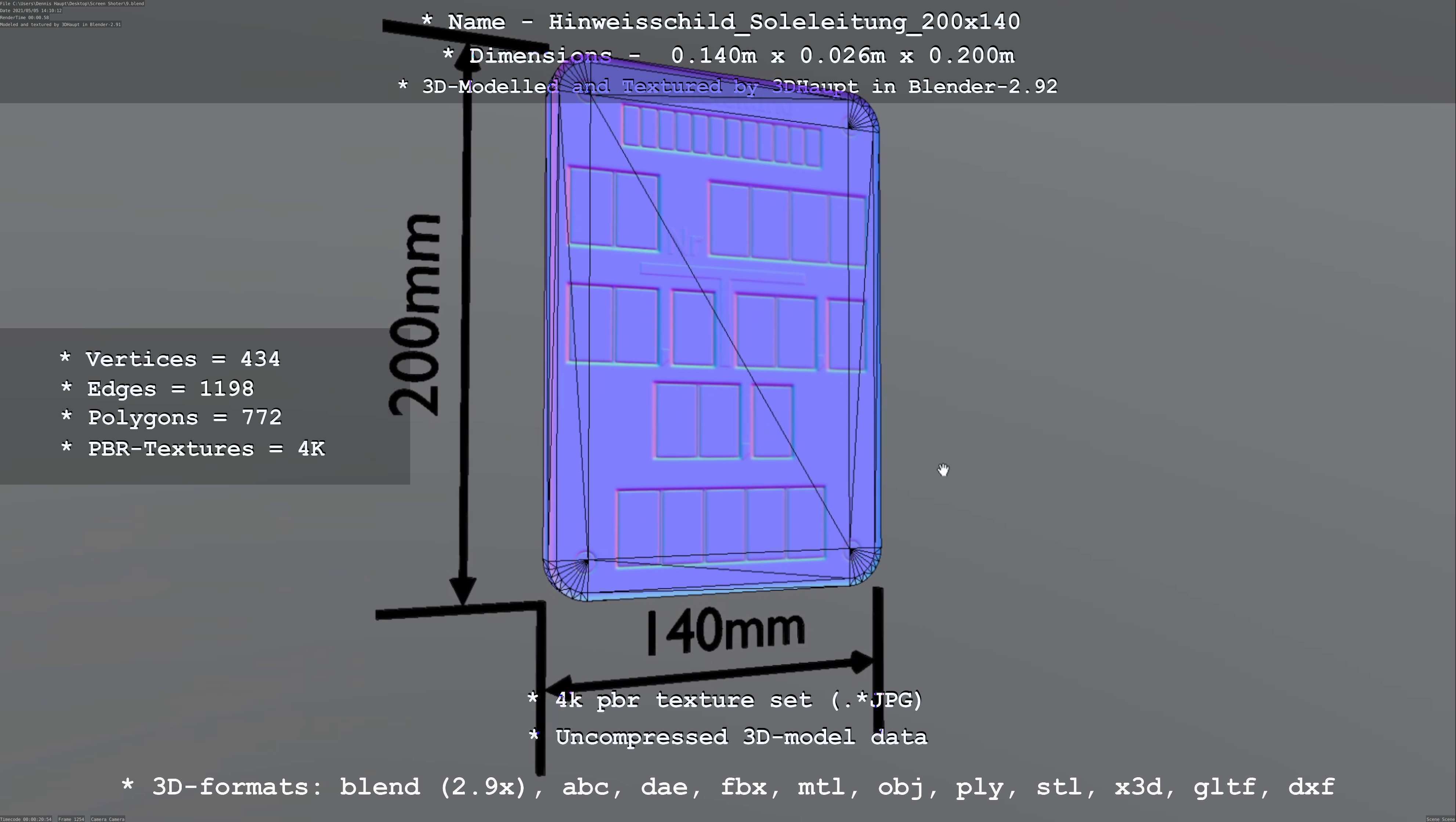 SoleleitungHinweisschild Soleleitung 200x140mm Low-poly 3D model_117