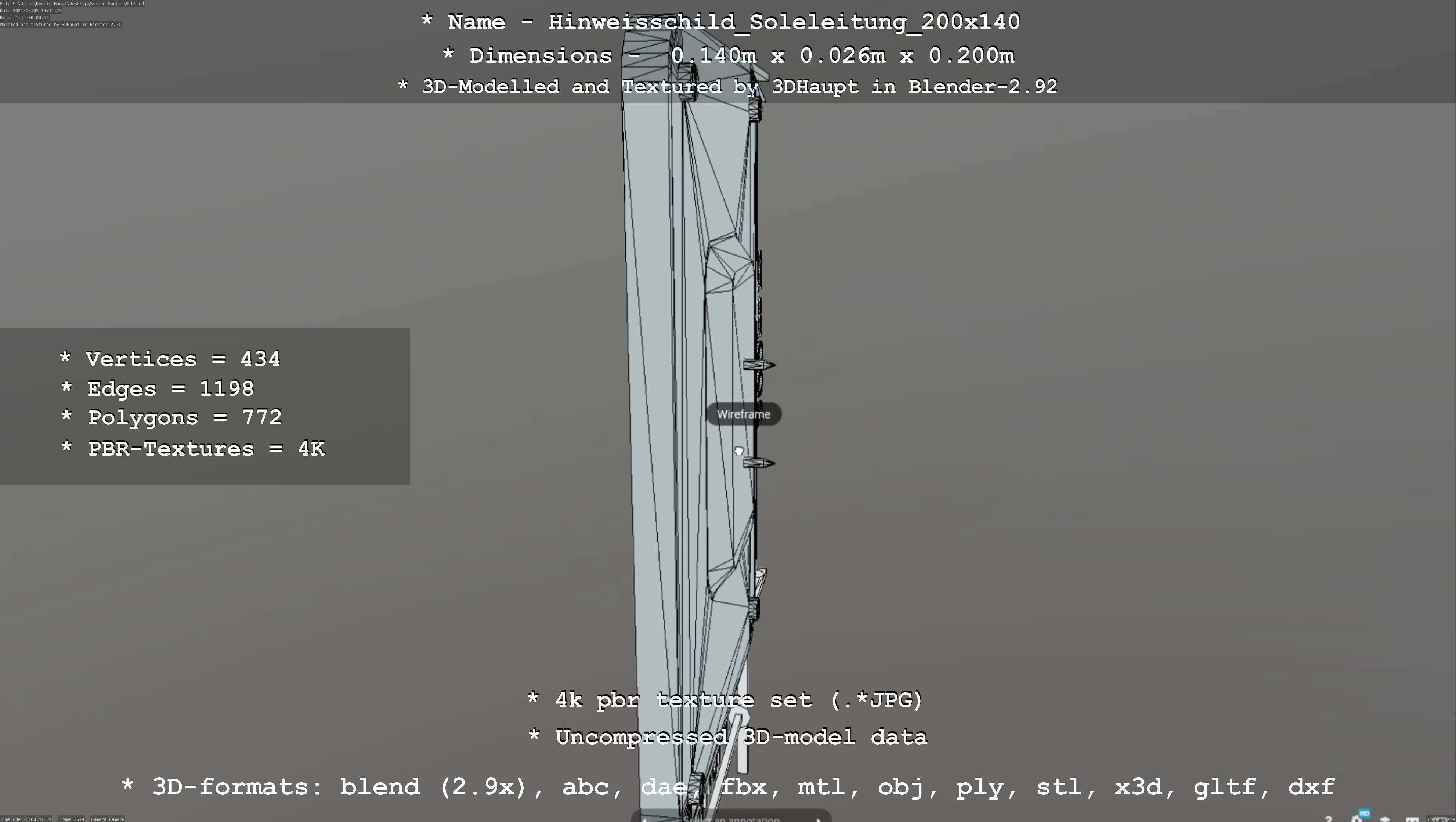 SoleleitungHinweisschild Soleleitung 200x140mm Low-poly 3D model_45