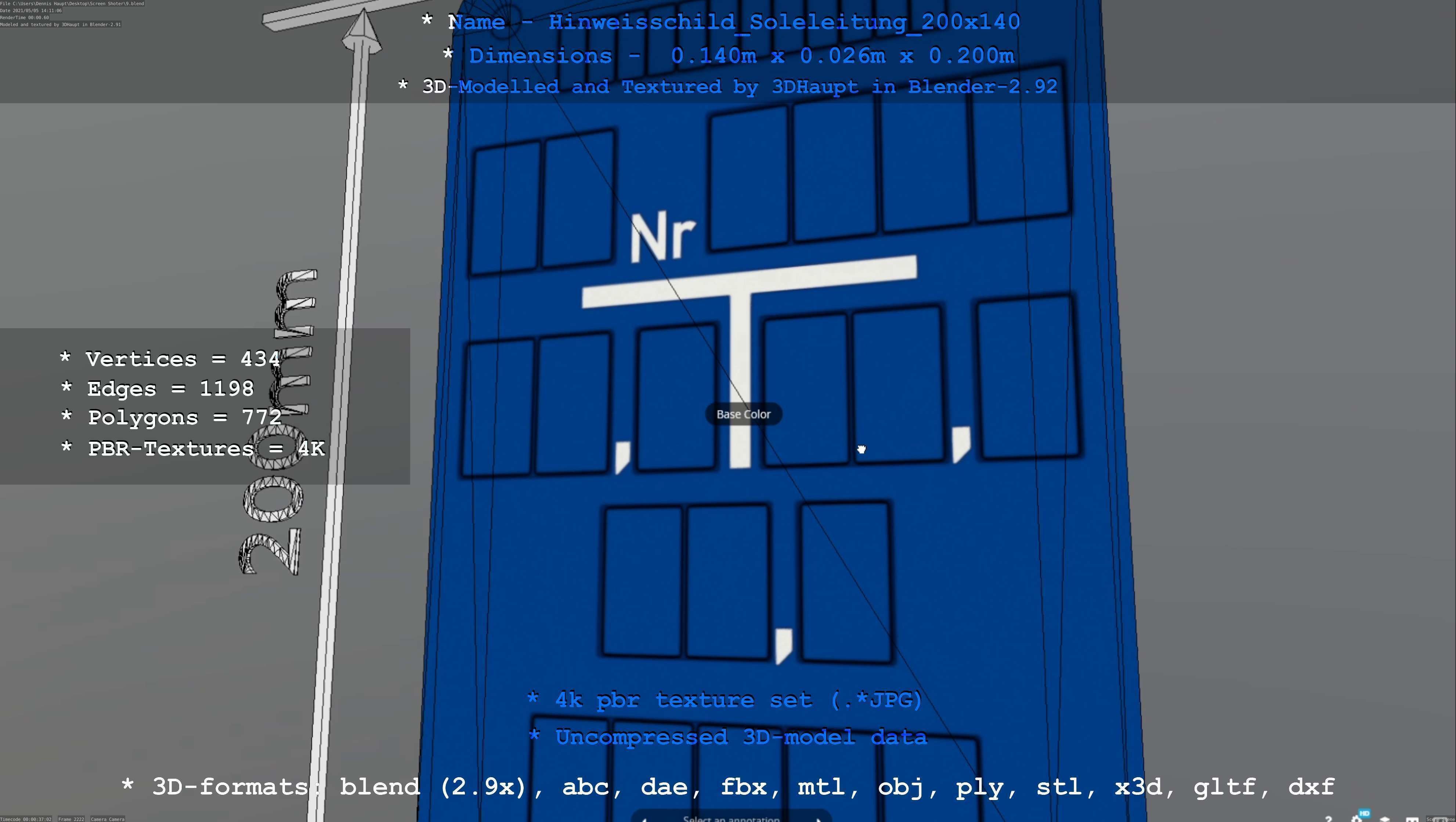 SoleleitungHinweisschild Soleleitung 200x140mm Low-poly 3D model_35