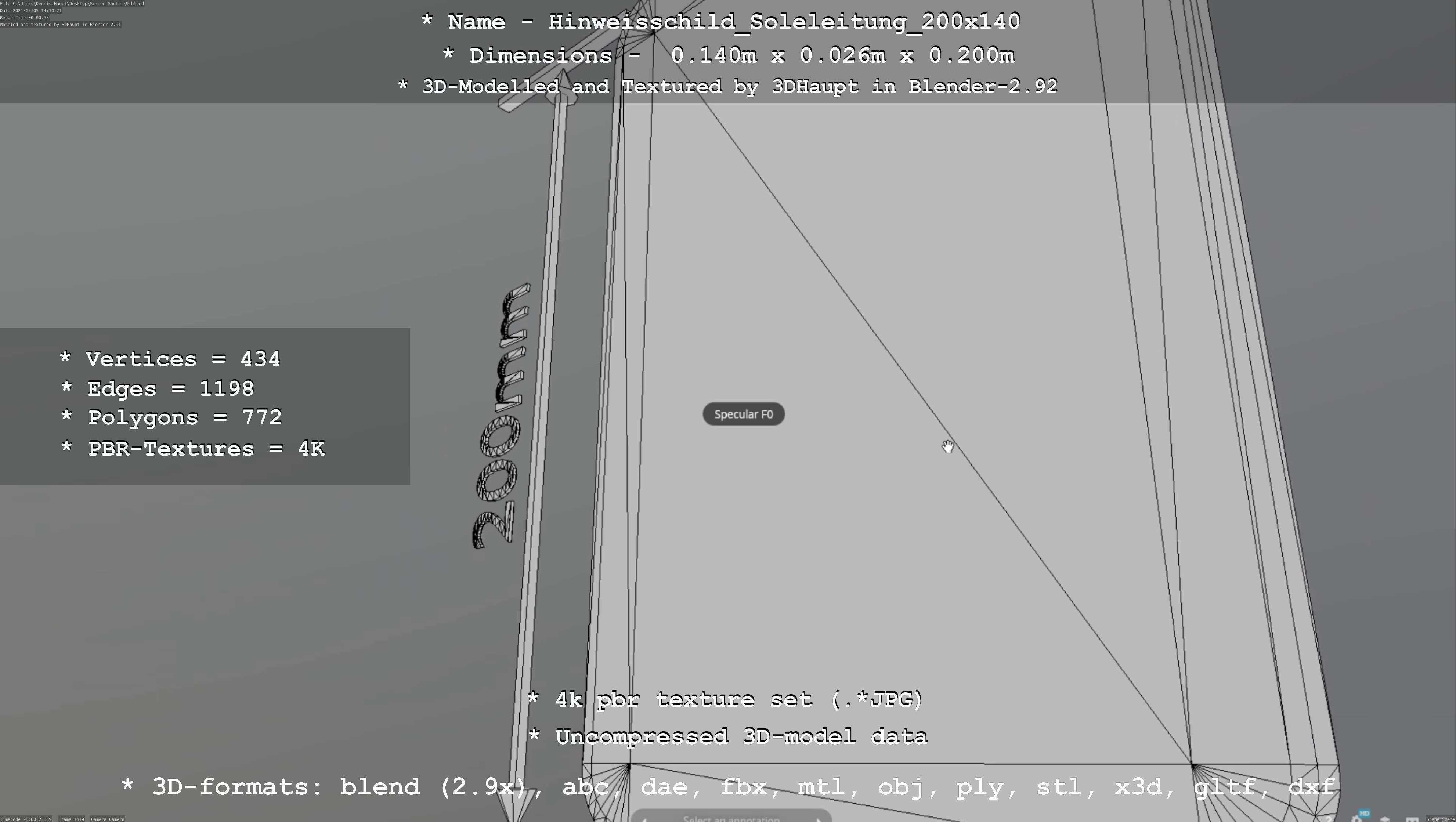 SoleleitungHinweisschild Soleleitung 200x140mm Low-poly 3D model_108