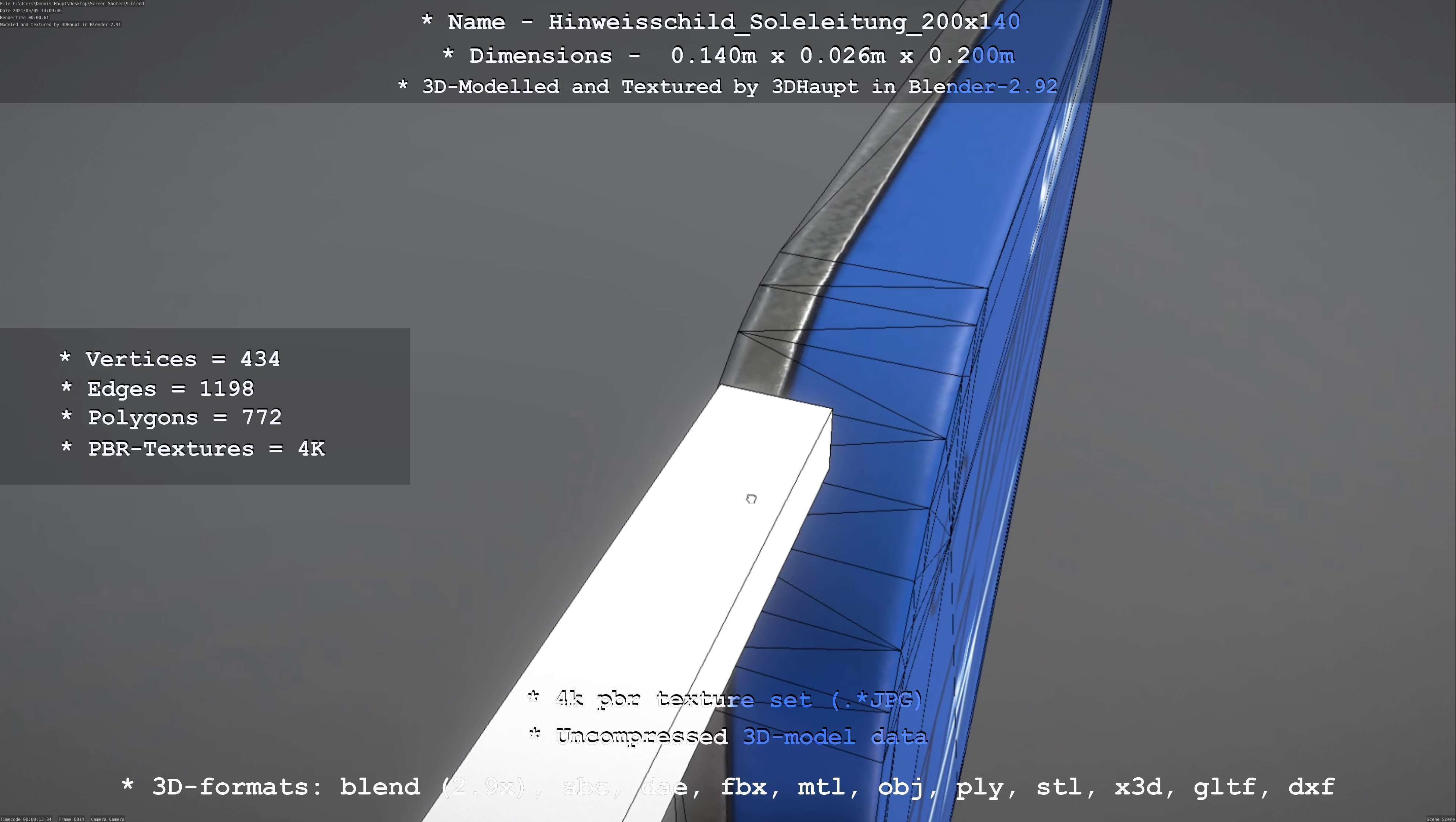 SoleleitungHinweisschild Soleleitung 200x140mm Low-poly 3D model_88