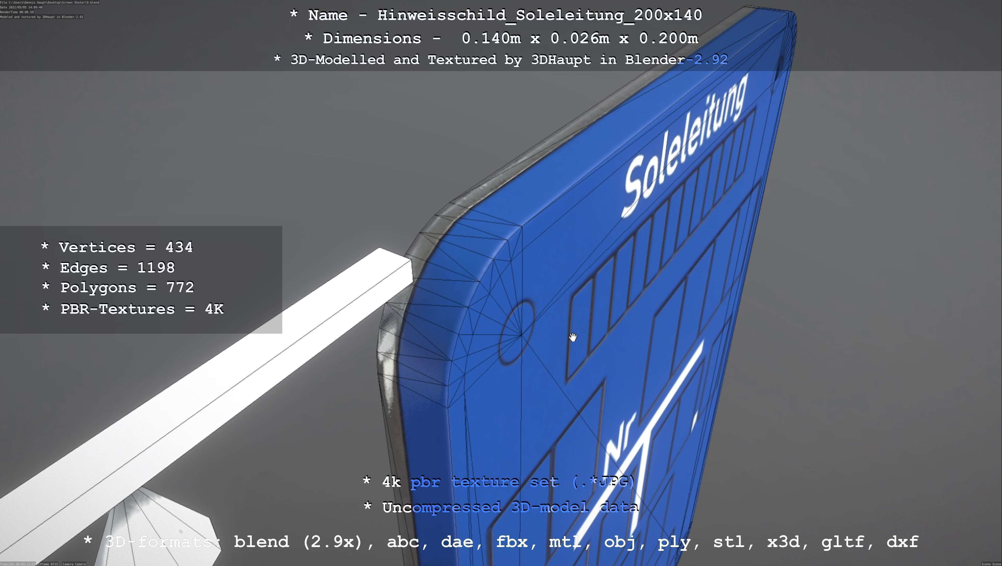 SoleleitungHinweisschild Soleleitung 200x140mm Low-poly 3D model_95