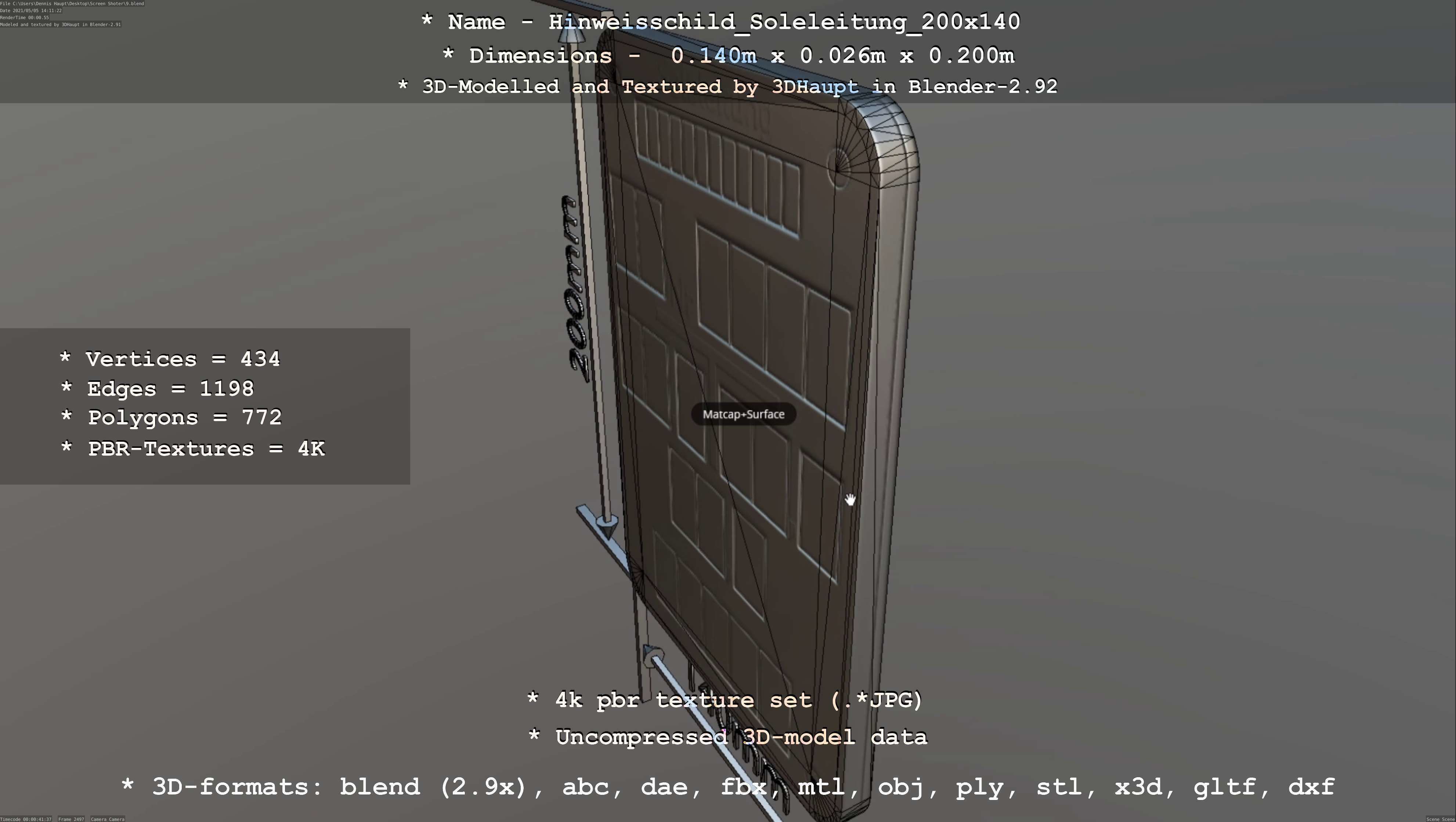 SoleleitungHinweisschild Soleleitung 200x140mm Low-poly 3D model_42