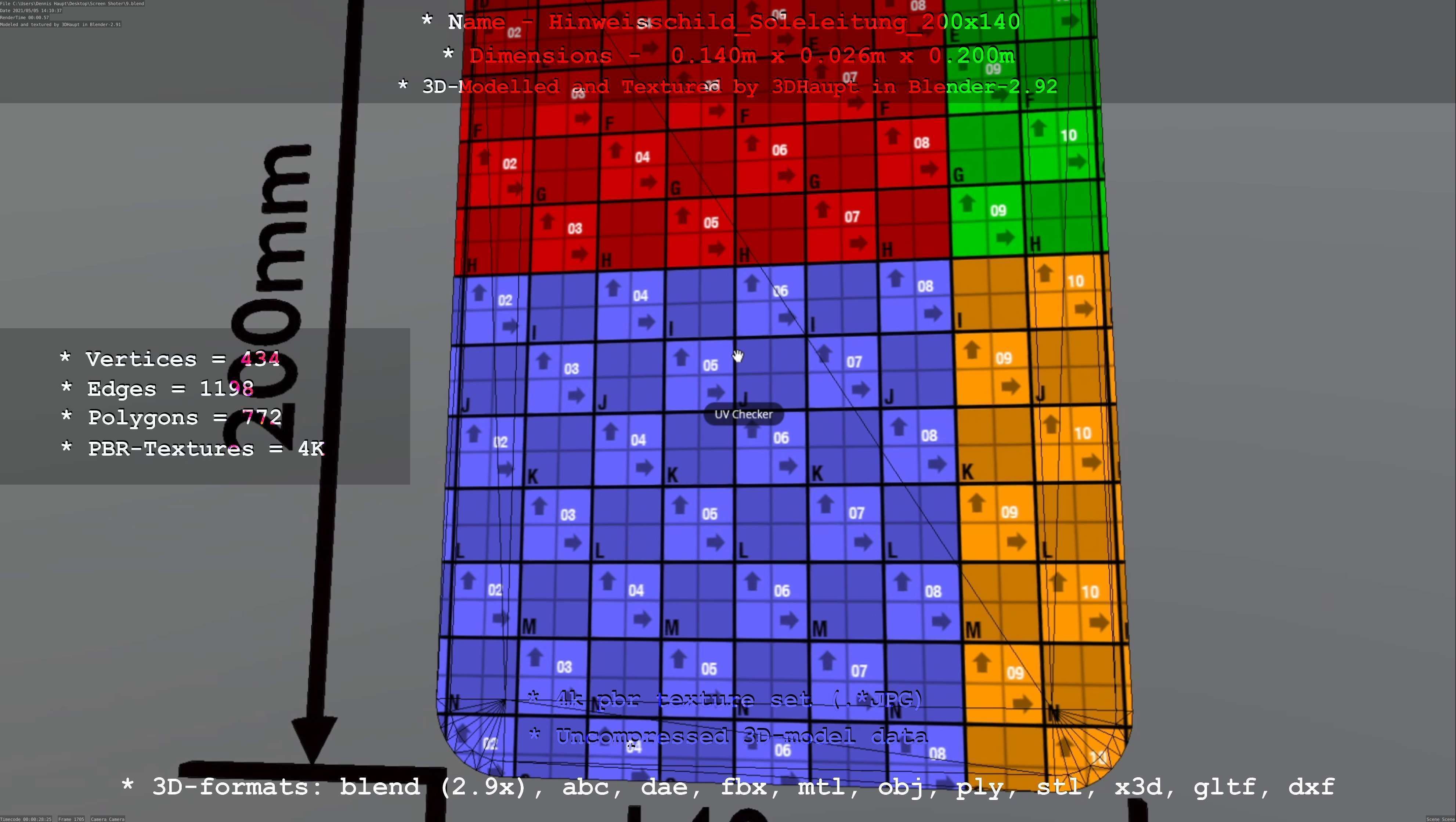 SoleleitungHinweisschild Soleleitung 200x140mm Low-poly 3D model_8