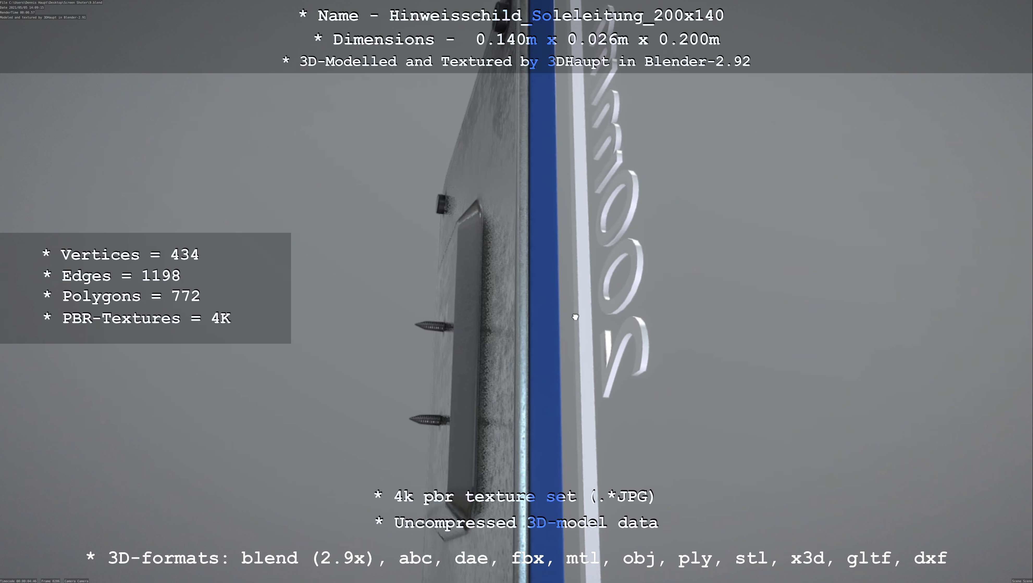 SoleleitungHinweisschild Soleleitung 200x140mm Low-poly 3D model_68