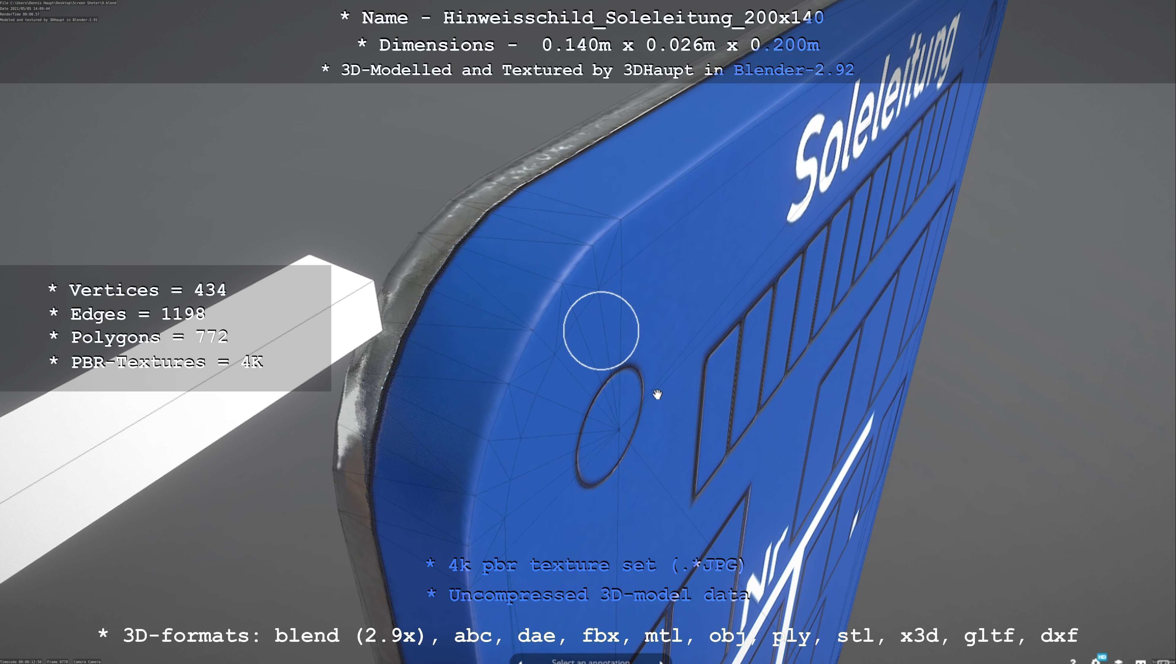 SoleleitungHinweisschild Soleleitung 200x140mm Low-poly 3D model_86