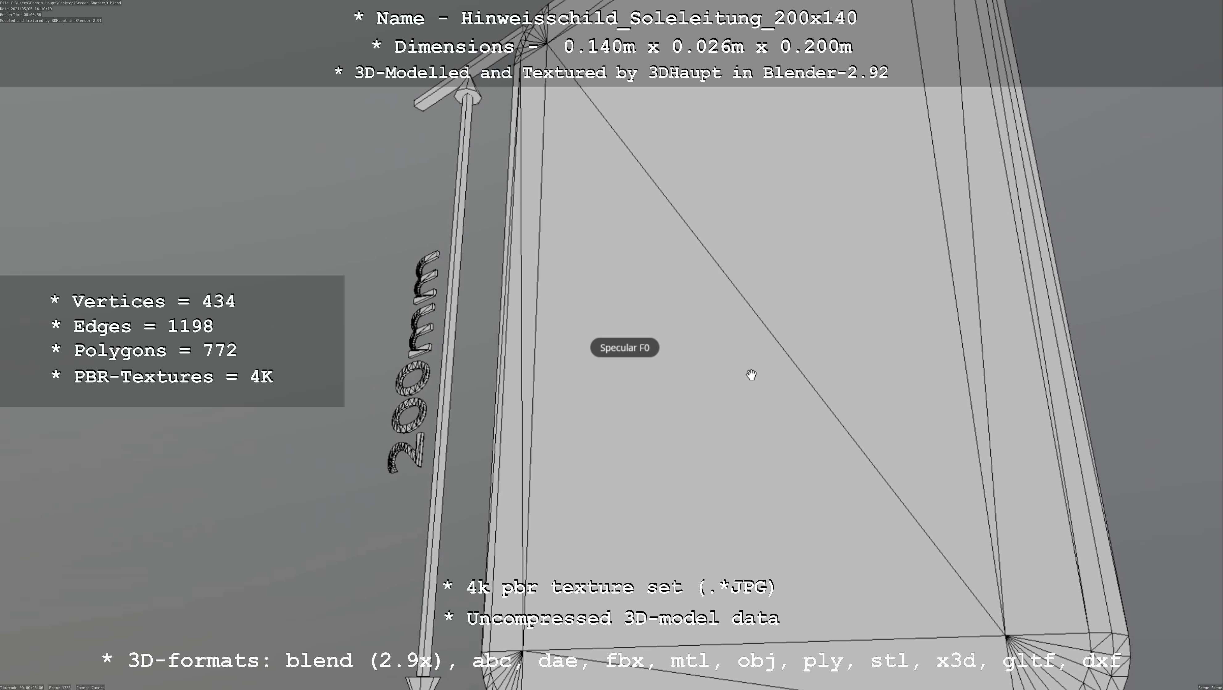 SoleleitungHinweisschild Soleleitung 200x140mm Low-poly 3D model_98