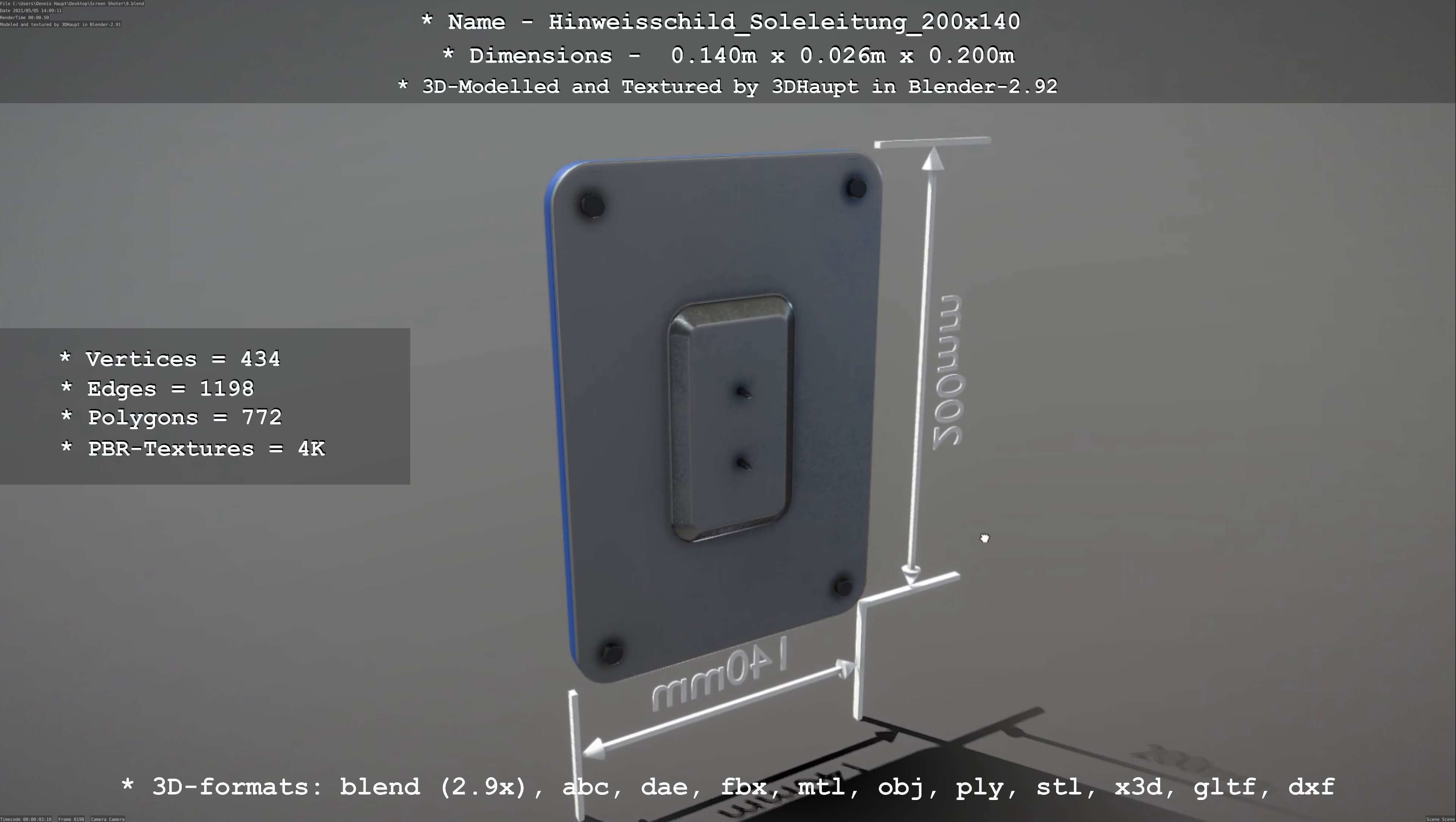 SoleleitungHinweisschild Soleleitung 200x140mm Low-poly 3D model_66