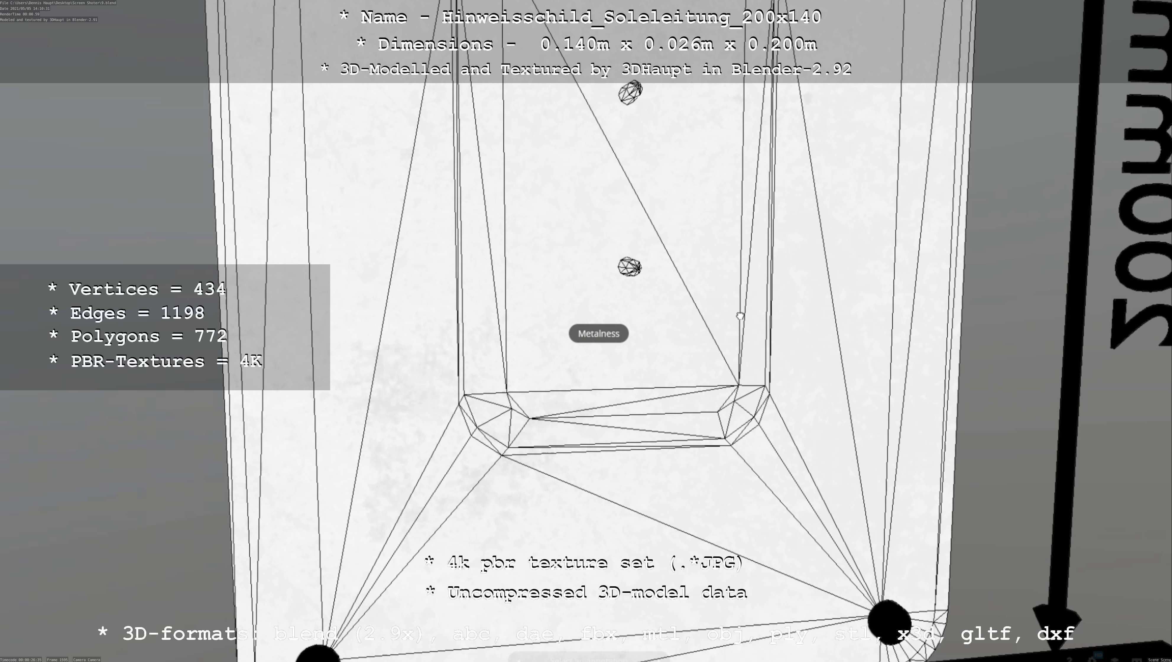 SoleleitungHinweisschild Soleleitung 200x140mm Low-poly 3D model_119