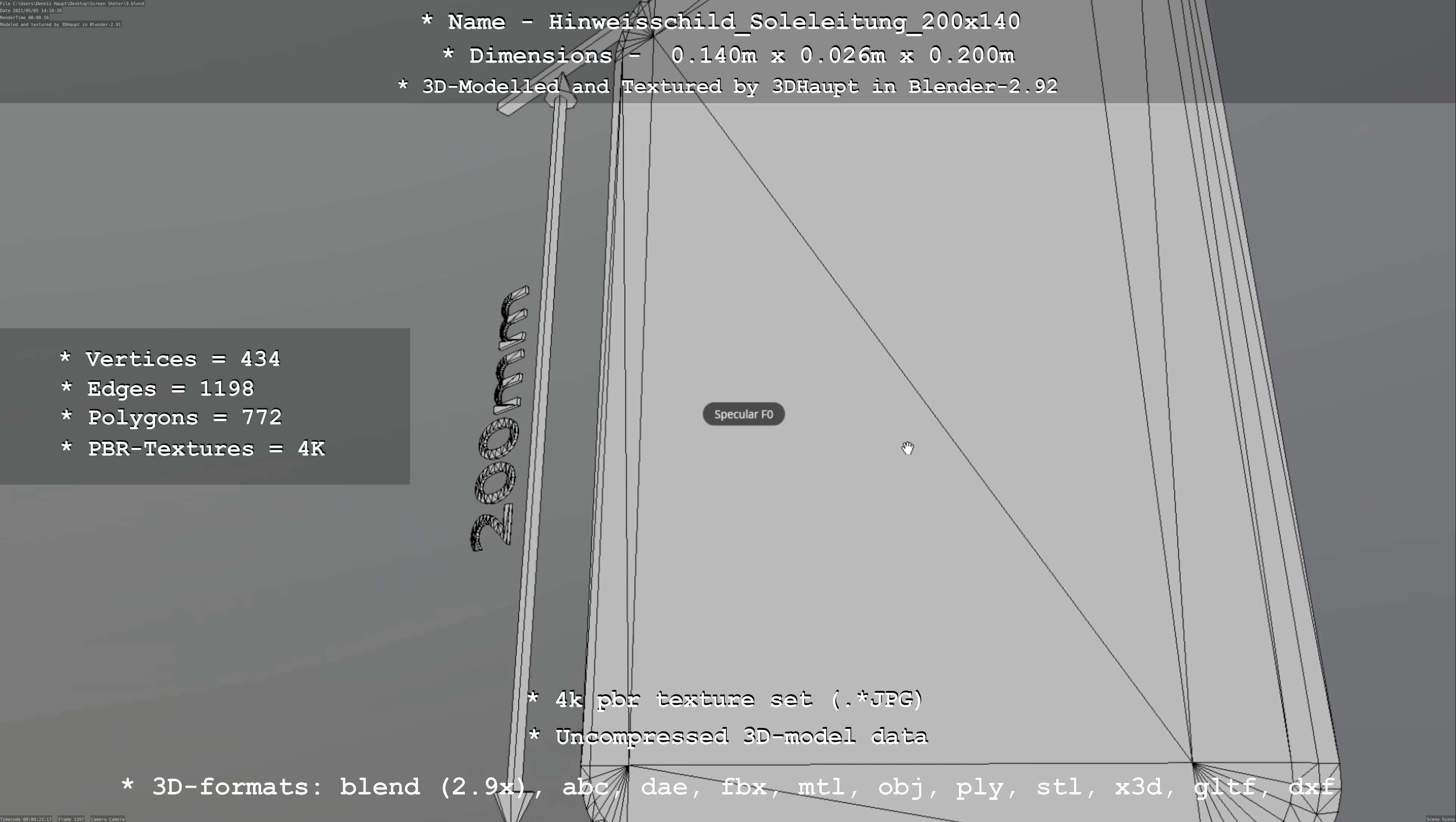 SoleleitungHinweisschild Soleleitung 200x140mm Low-poly 3D model_104
