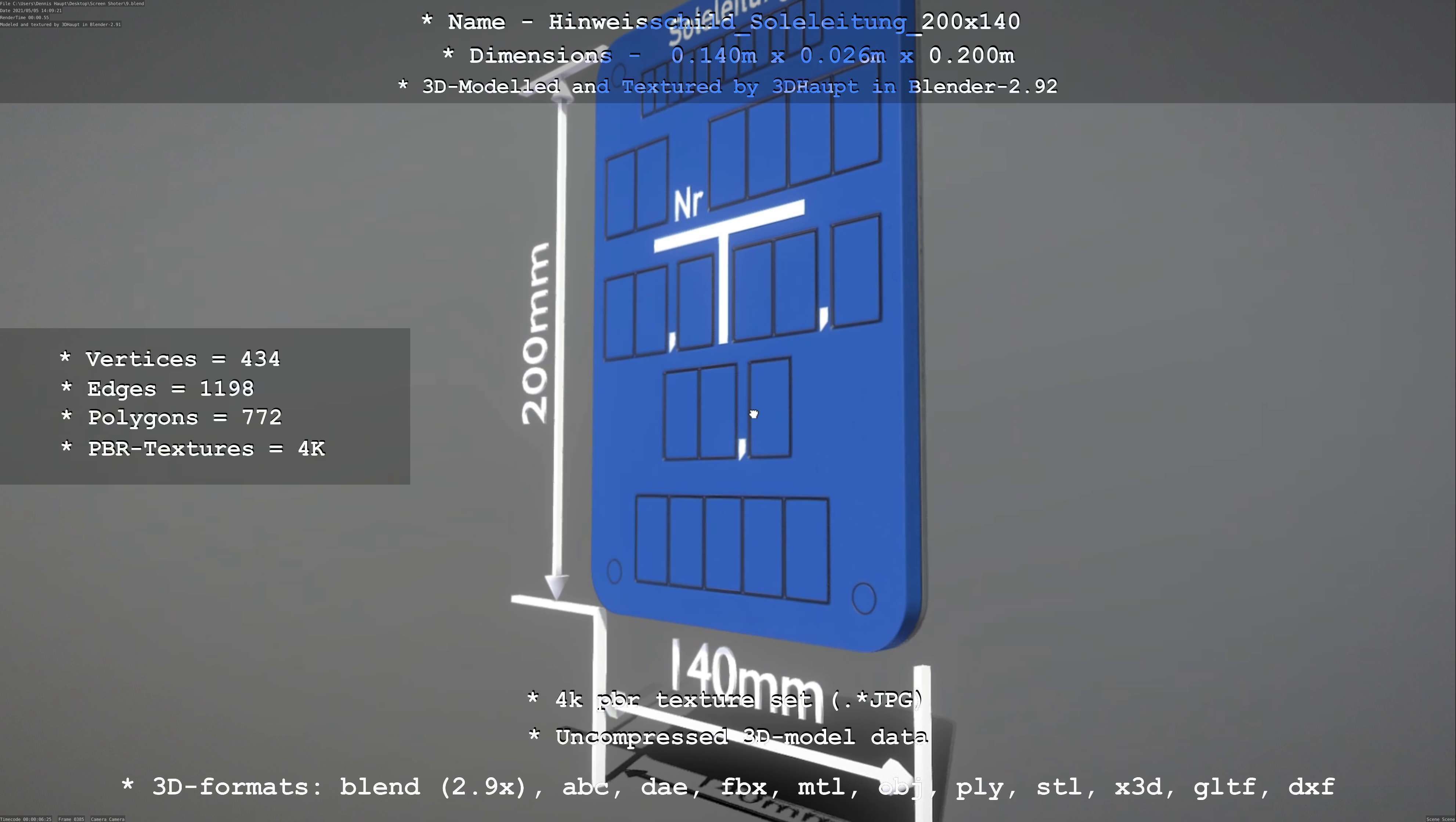SoleleitungHinweisschild Soleleitung 200x140mm Low-poly 3D model_19