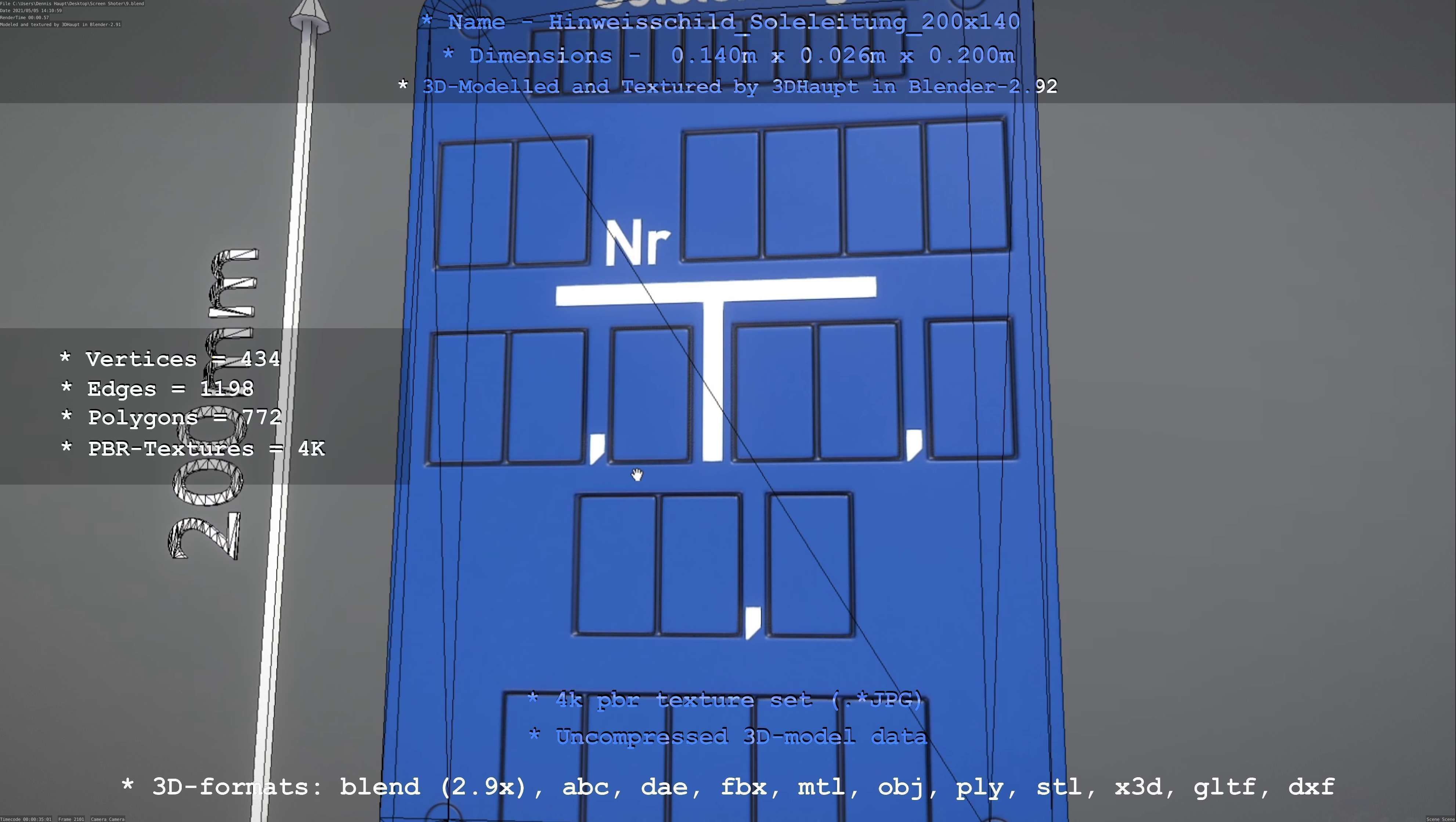 SoleleitungHinweisschild Soleleitung 200x140mm Low-poly 3D model_40