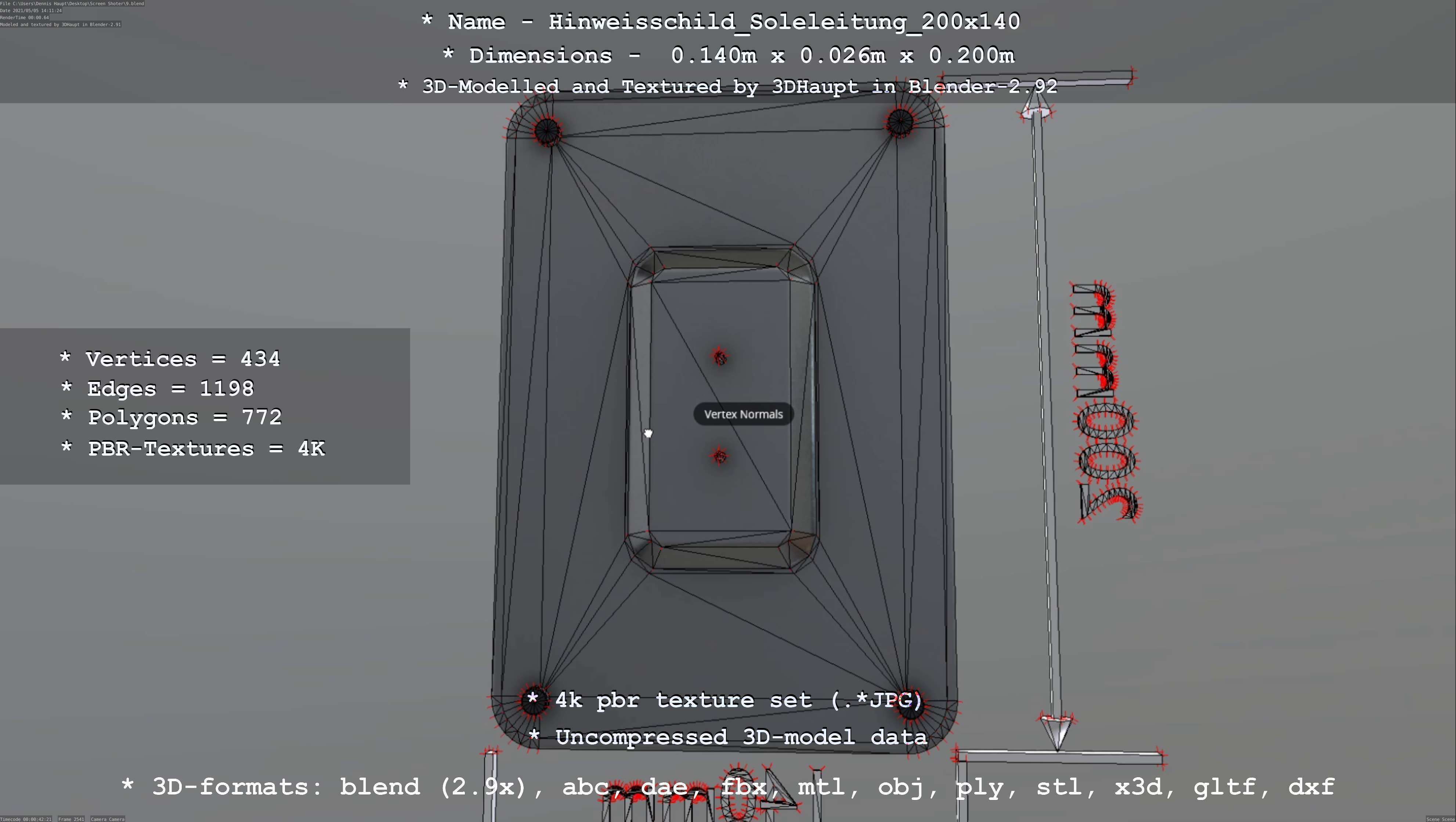 SoleleitungHinweisschild Soleleitung 200x140mm Low-poly 3D model_57