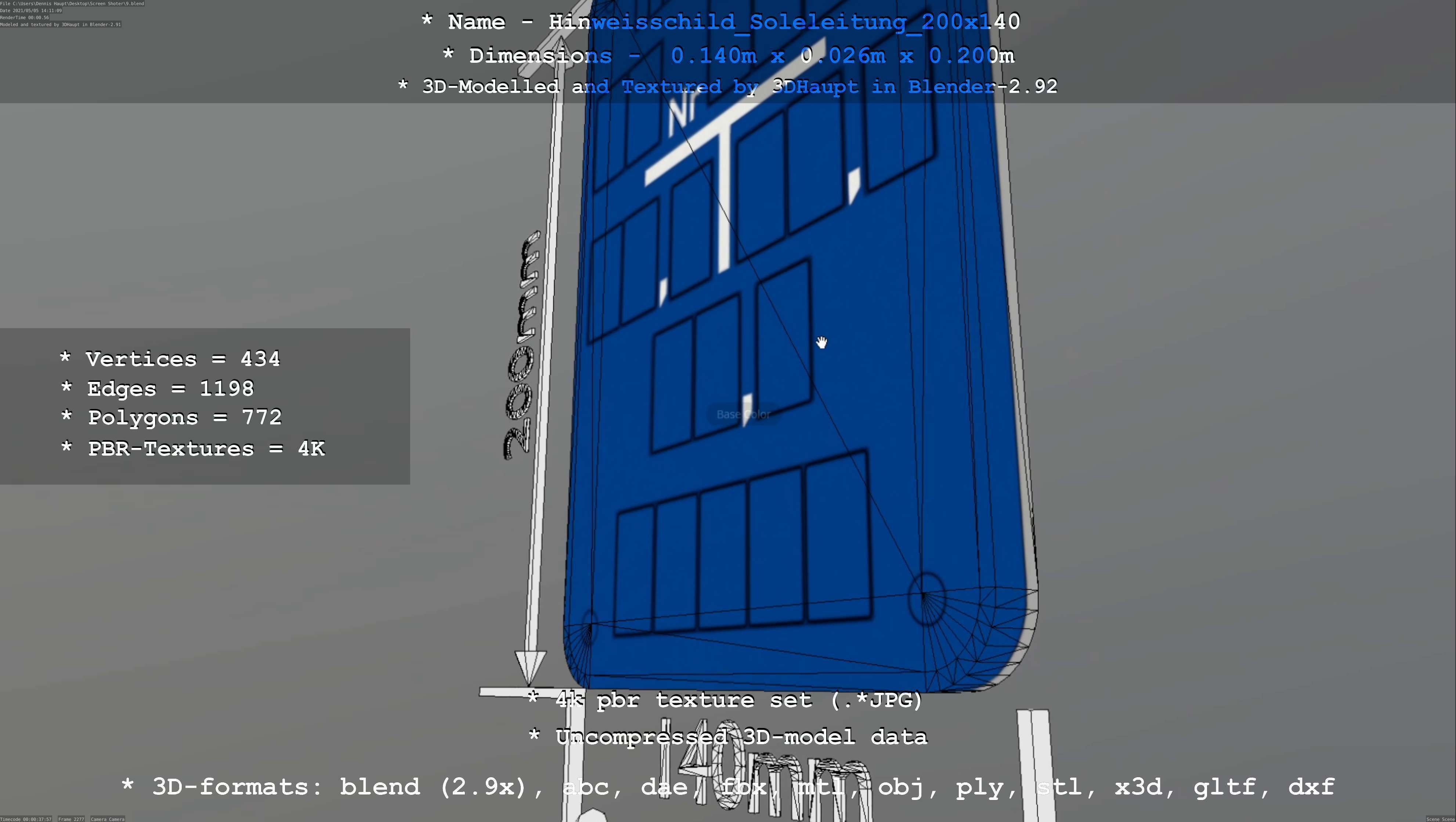 SoleleitungHinweisschild Soleleitung 200x140mm Low-poly 3D model_41