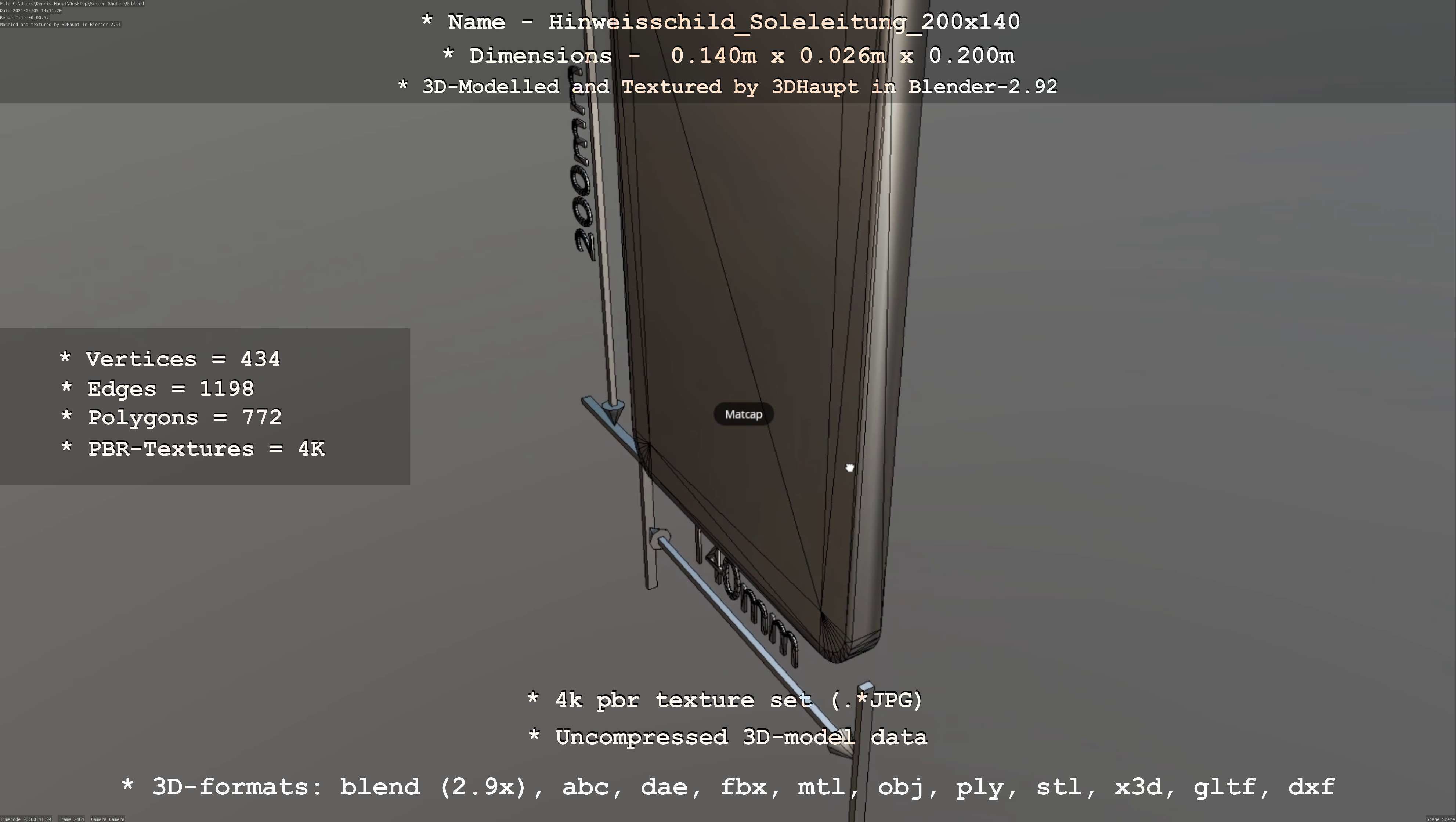 SoleleitungHinweisschild Soleleitung 200x140mm Low-poly 3D model_48