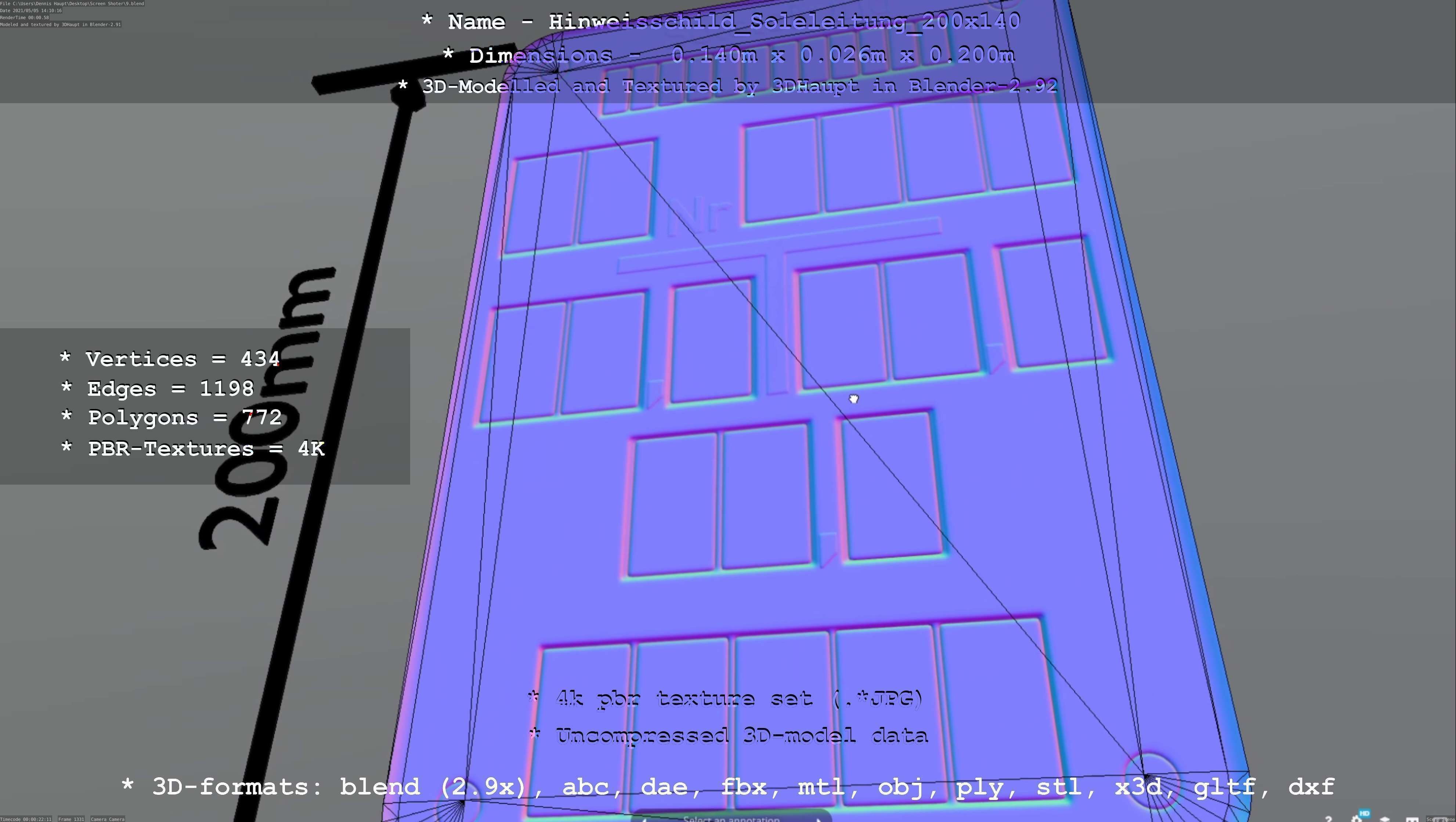 SoleleitungHinweisschild Soleleitung 200x140mm Low-poly 3D model_102