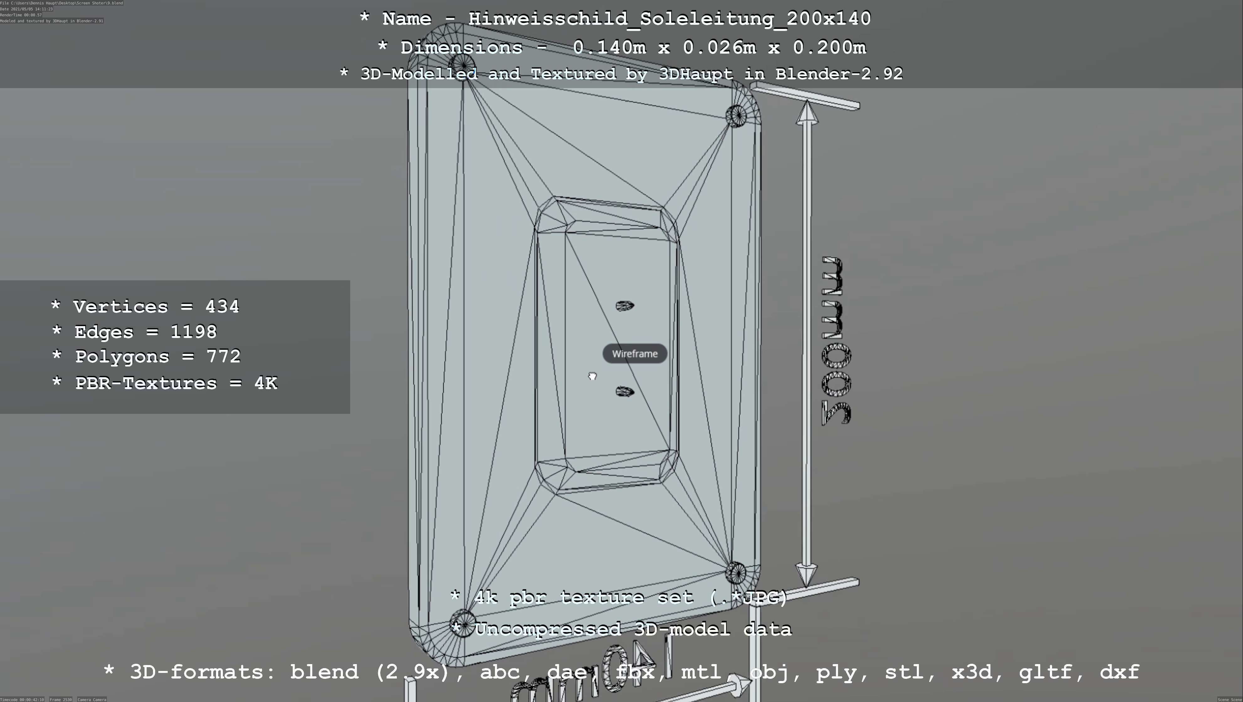 SoleleitungHinweisschild Soleleitung 200x140mm Low-poly 3D model_54