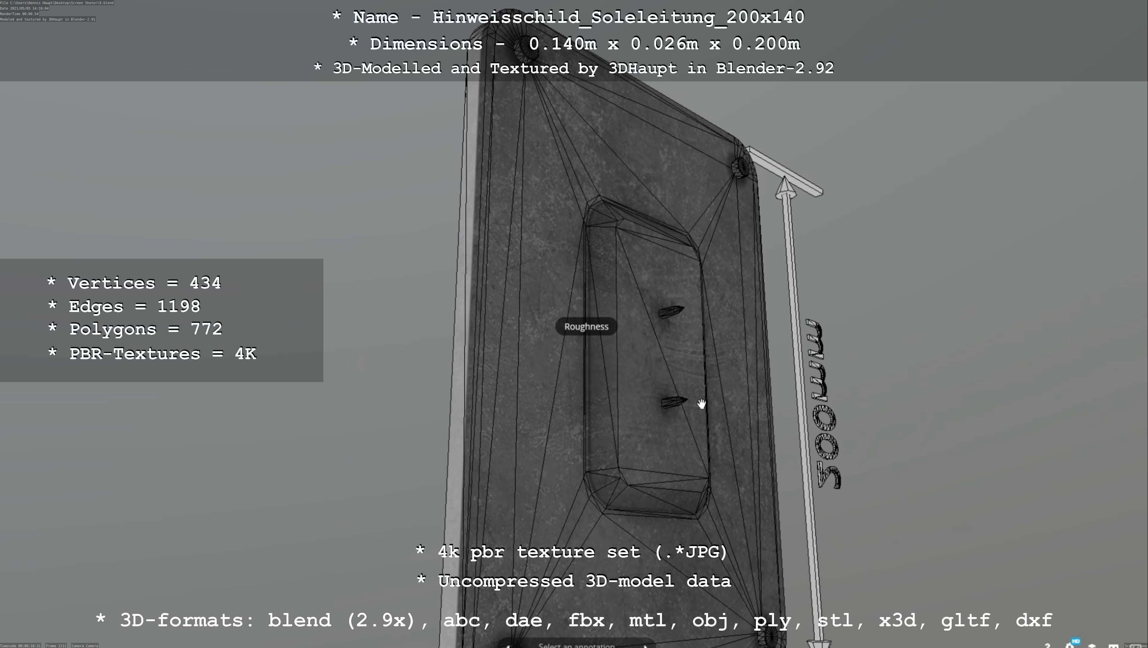 SoleleitungHinweisschild Soleleitung 200x140mm Low-poly 3D model_101