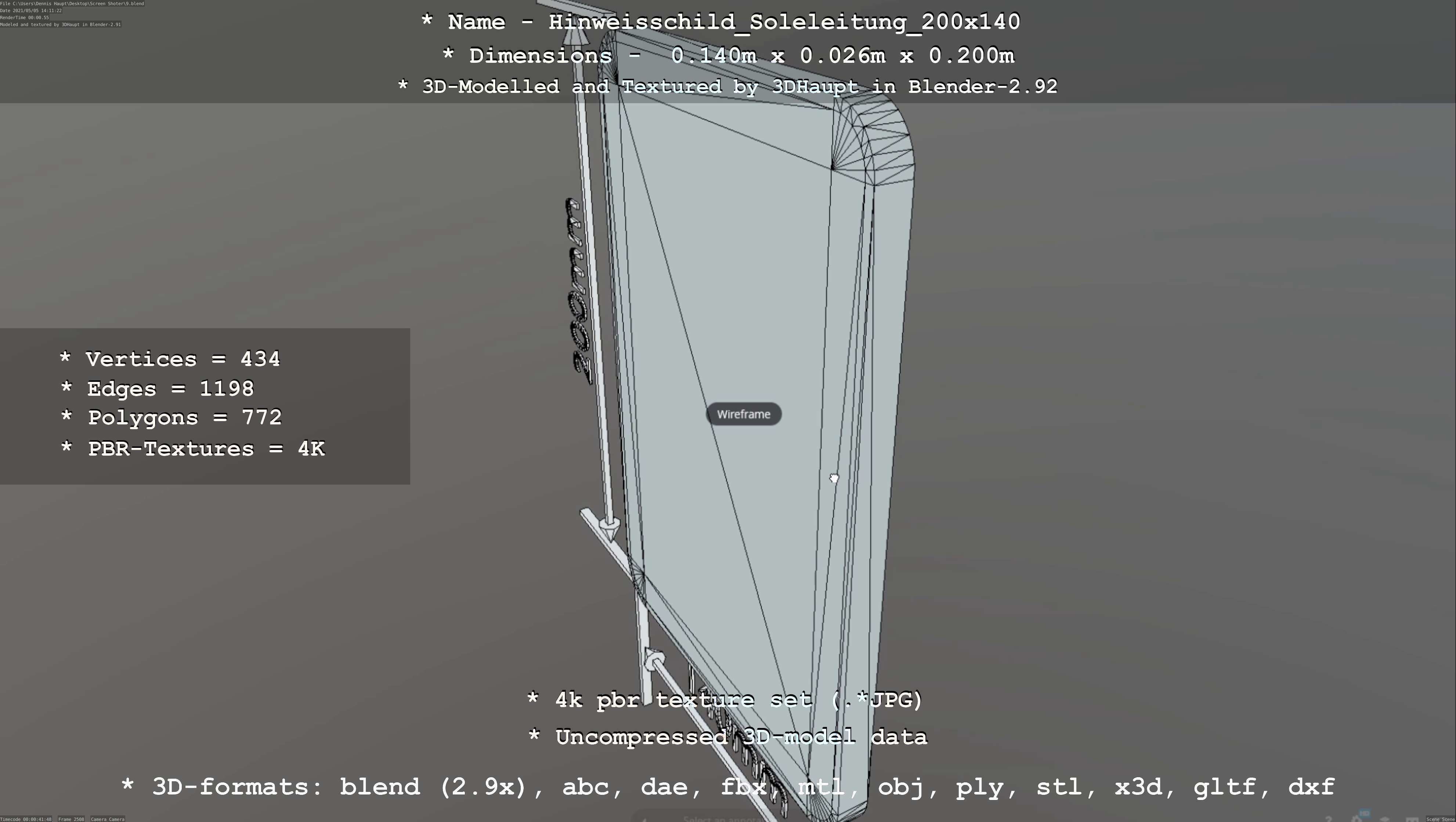 SoleleitungHinweisschild Soleleitung 200x140mm Low-poly 3D model_56
