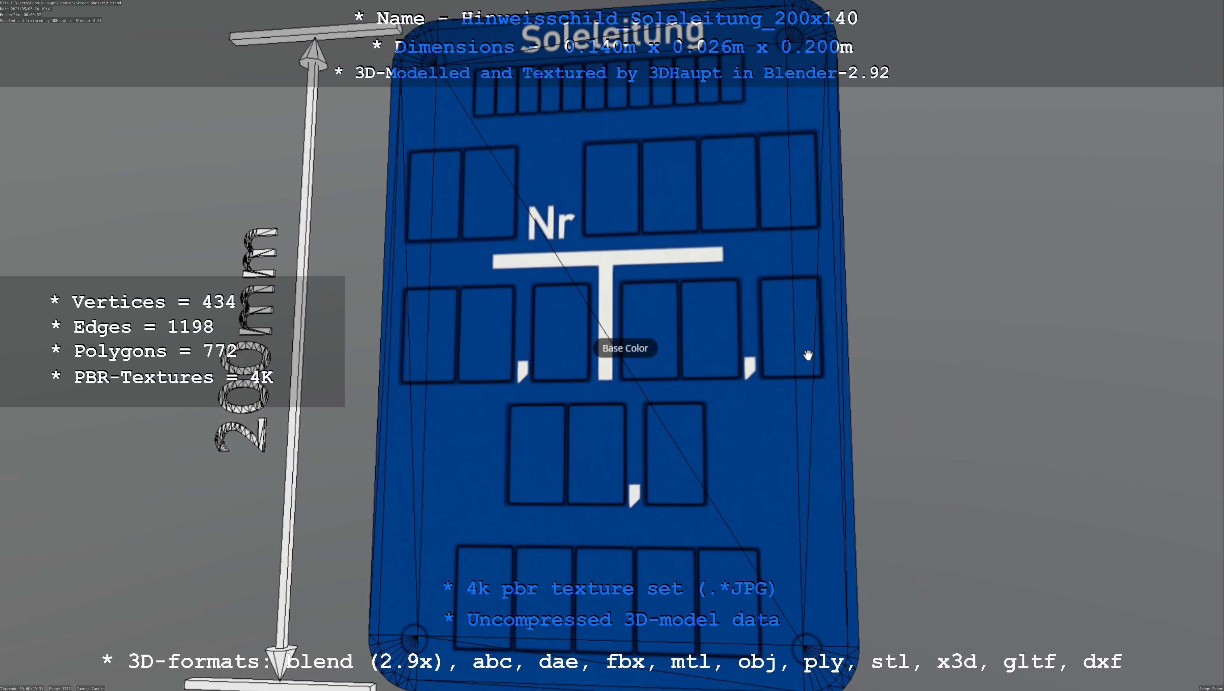 SoleleitungHinweisschild Soleleitung 200x140mm Low-poly 3D model_9