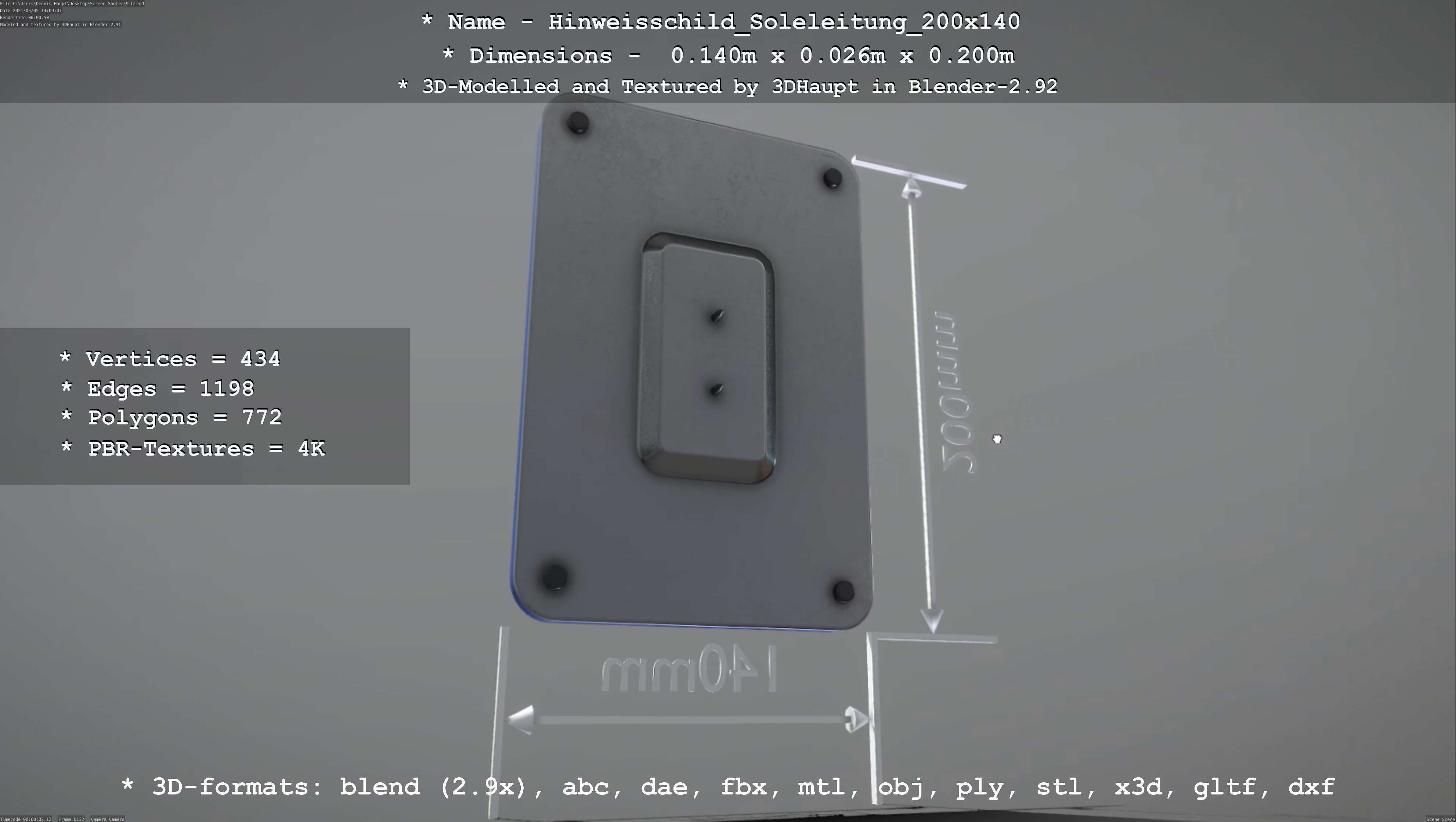 SoleleitungHinweisschild Soleleitung 200x140mm Low-poly 3D model_63