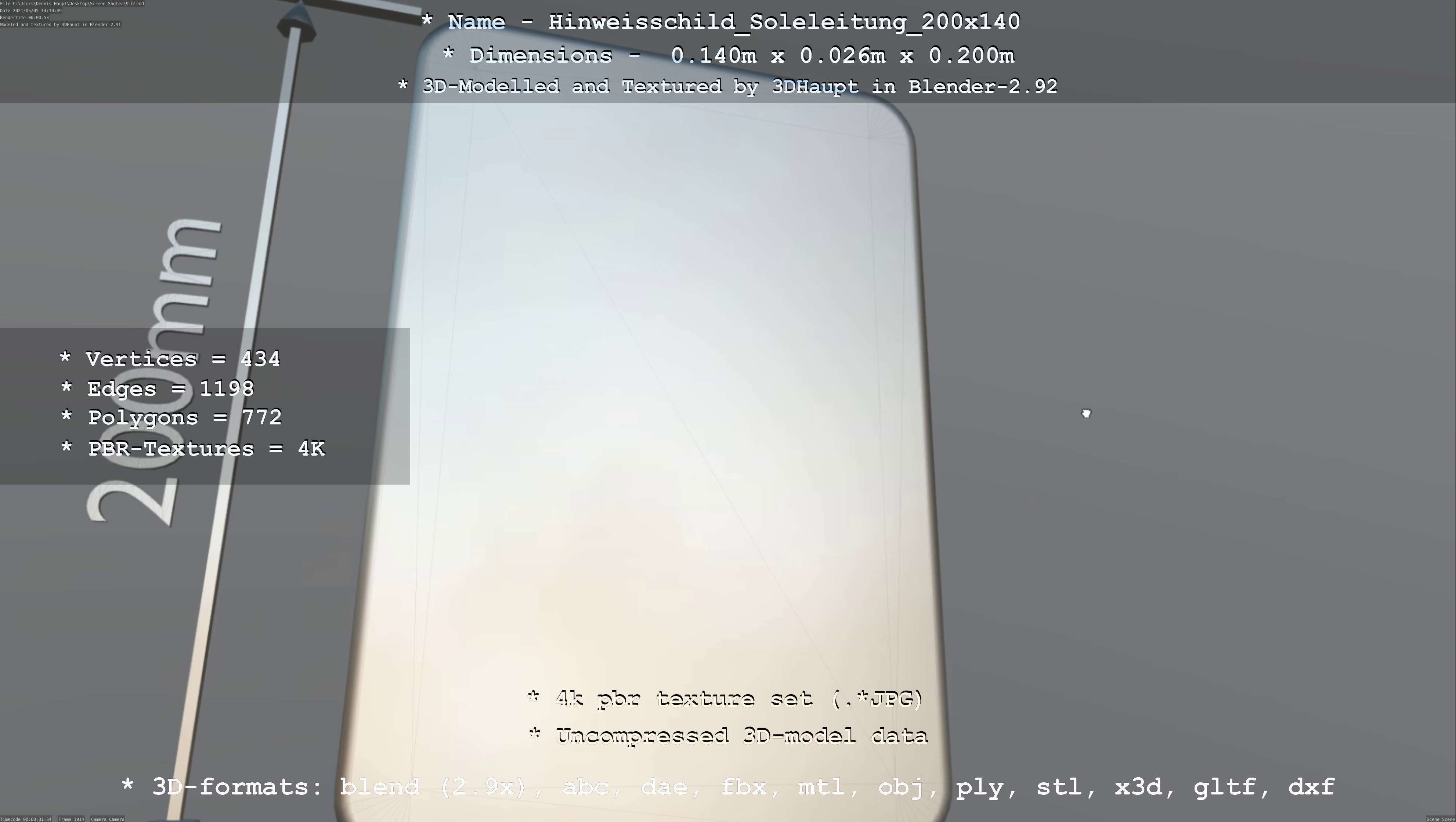 SoleleitungHinweisschild Soleleitung 200x140mm Low-poly 3D model_27