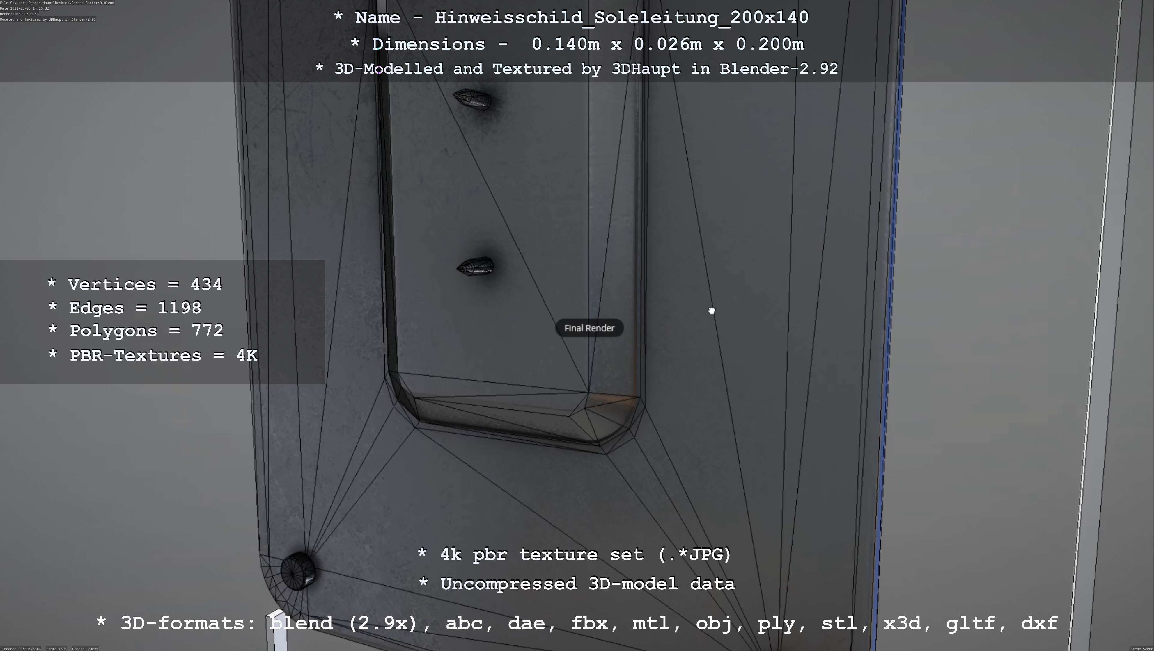 SoleleitungHinweisschild Soleleitung 200x140mm Low-poly 3D model_116