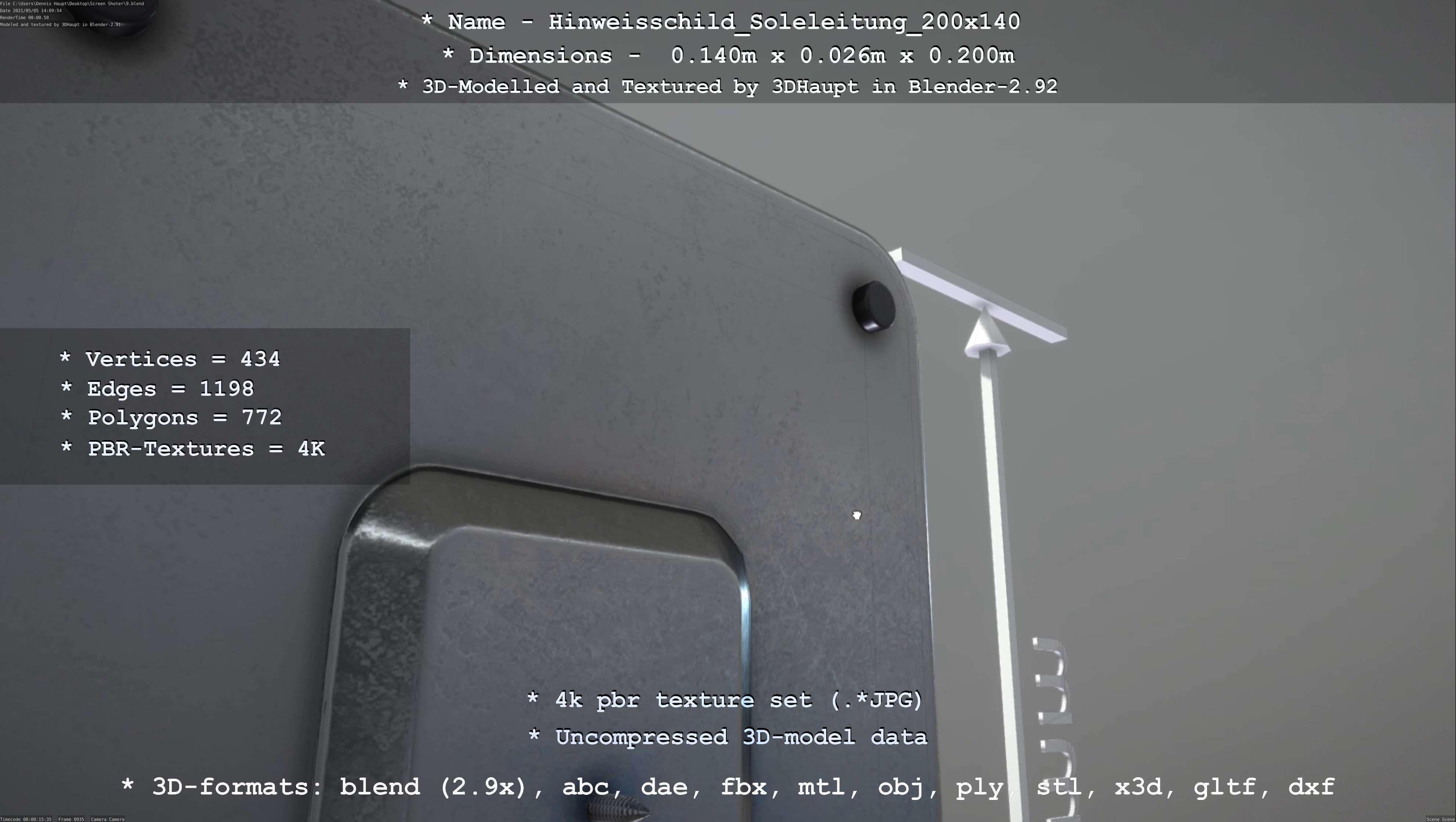 SoleleitungHinweisschild Soleleitung 200x140mm Low-poly 3D model_89