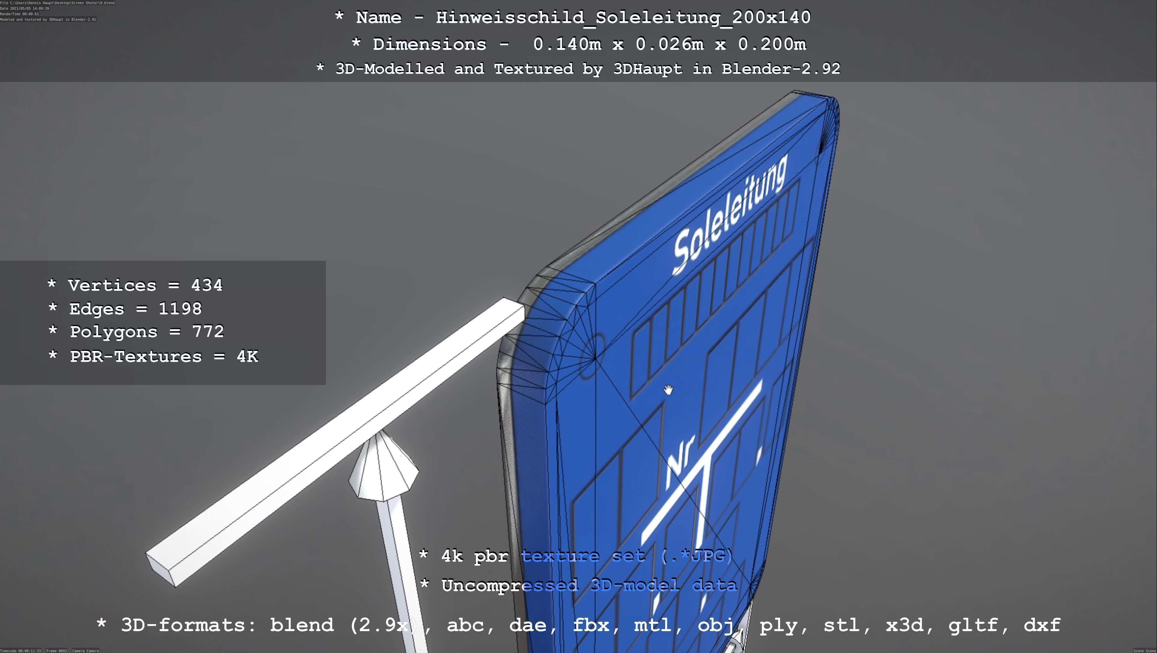 SoleleitungHinweisschild Soleleitung 200x140mm Low-poly 3D model_83