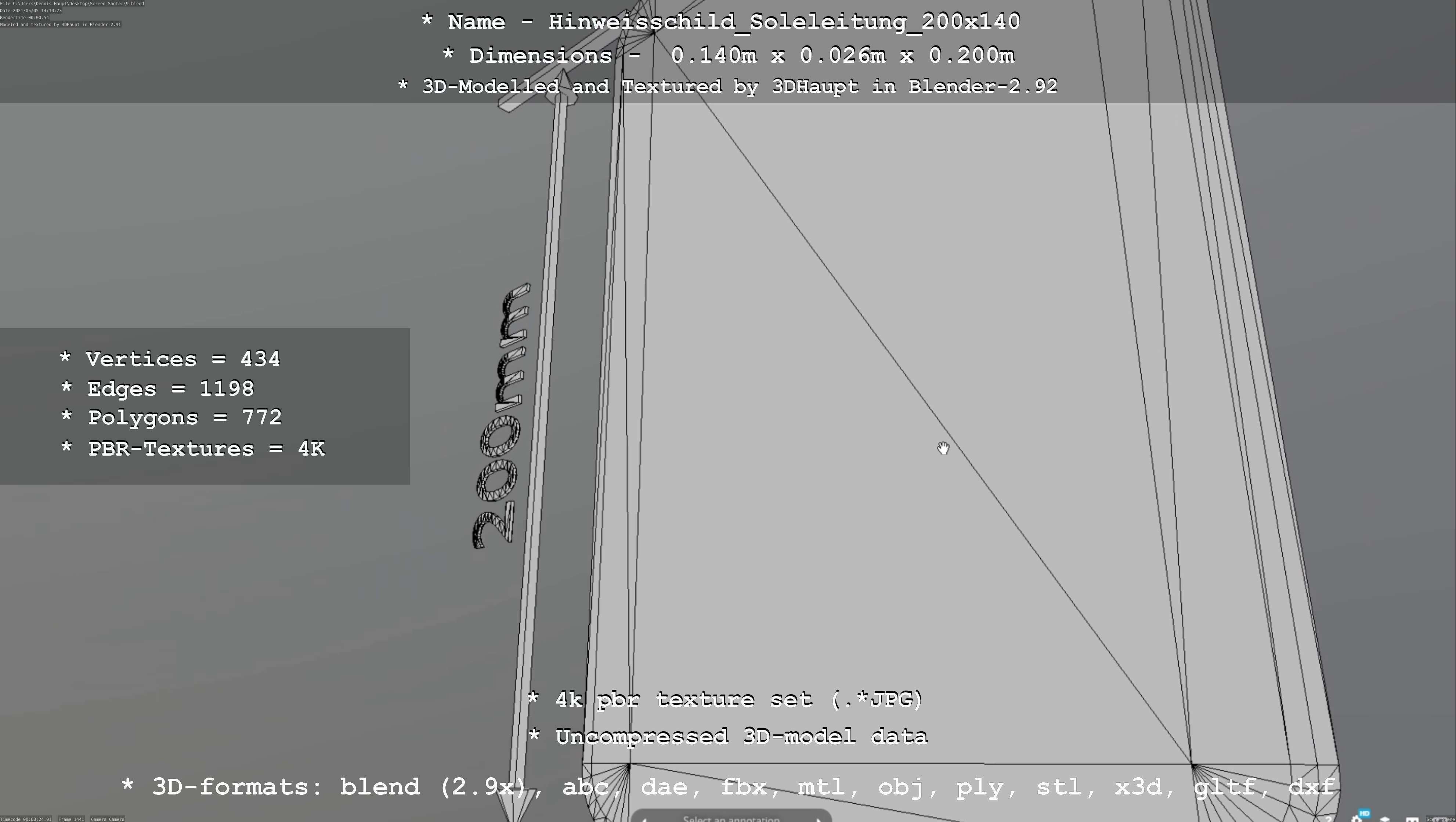 SoleleitungHinweisschild Soleleitung 200x140mm Low-poly 3D model_7