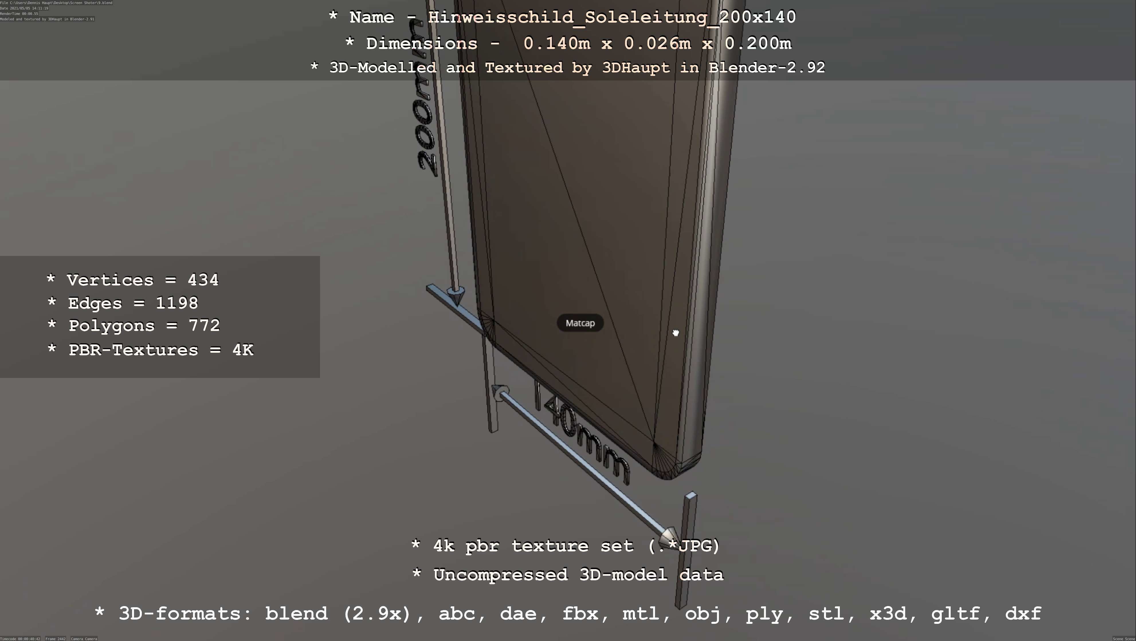 SoleleitungHinweisschild Soleleitung 200x140mm Low-poly 3D model_44