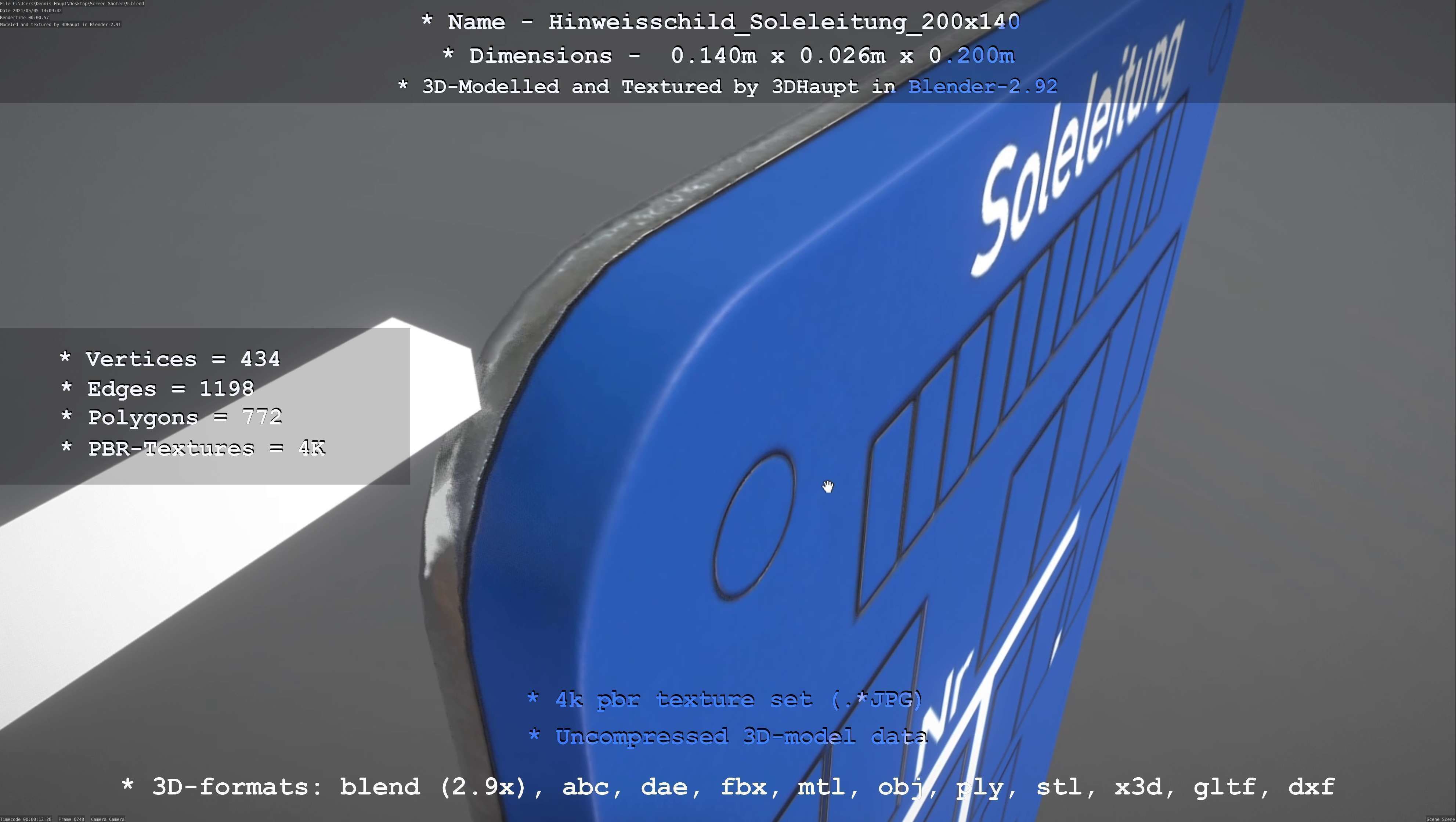 SoleleitungHinweisschild Soleleitung 200x140mm Low-poly 3D model_84