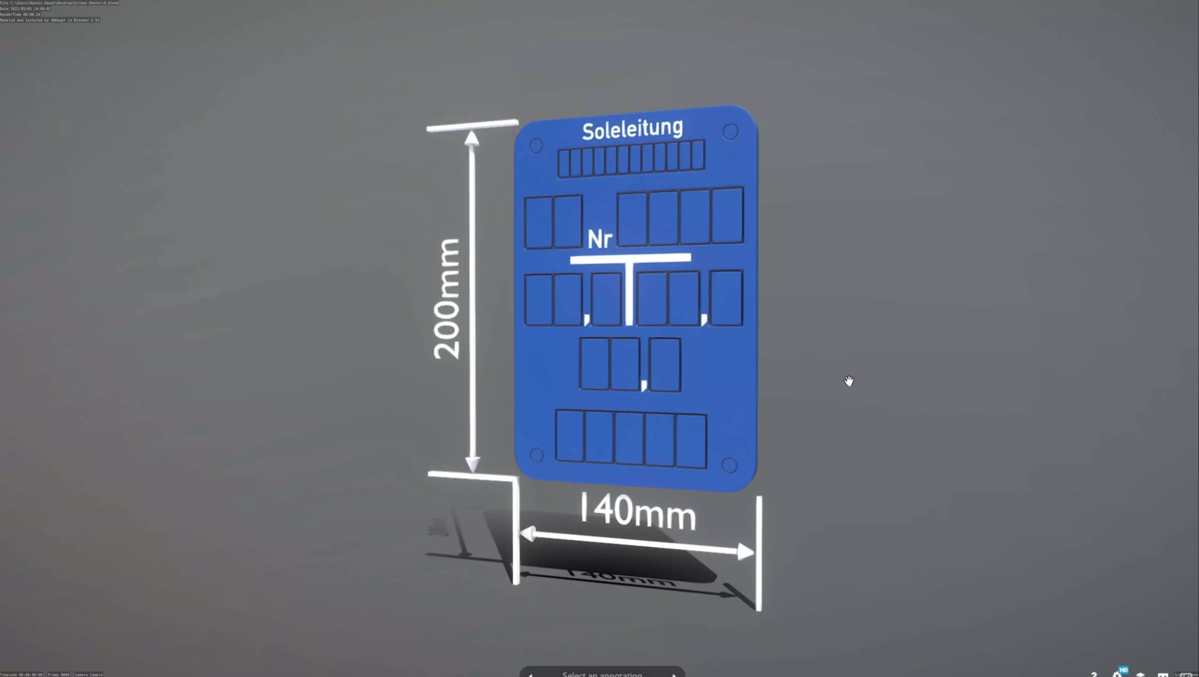 SoleleitungHinweisschild Soleleitung 200x140mm Low-poly 3D model_0