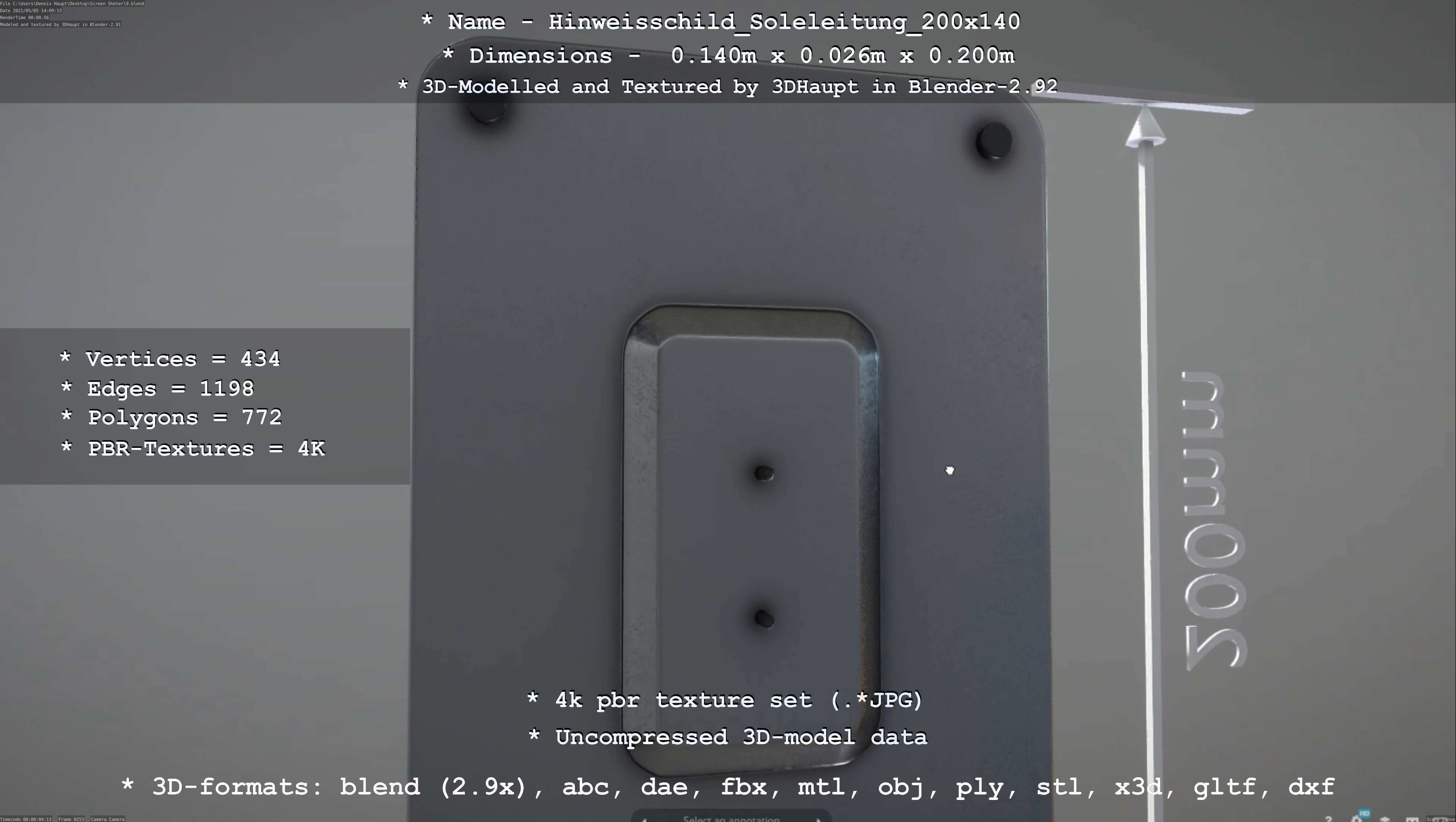 SoleleitungHinweisschild Soleleitung 200x140mm Low-poly 3D model_14