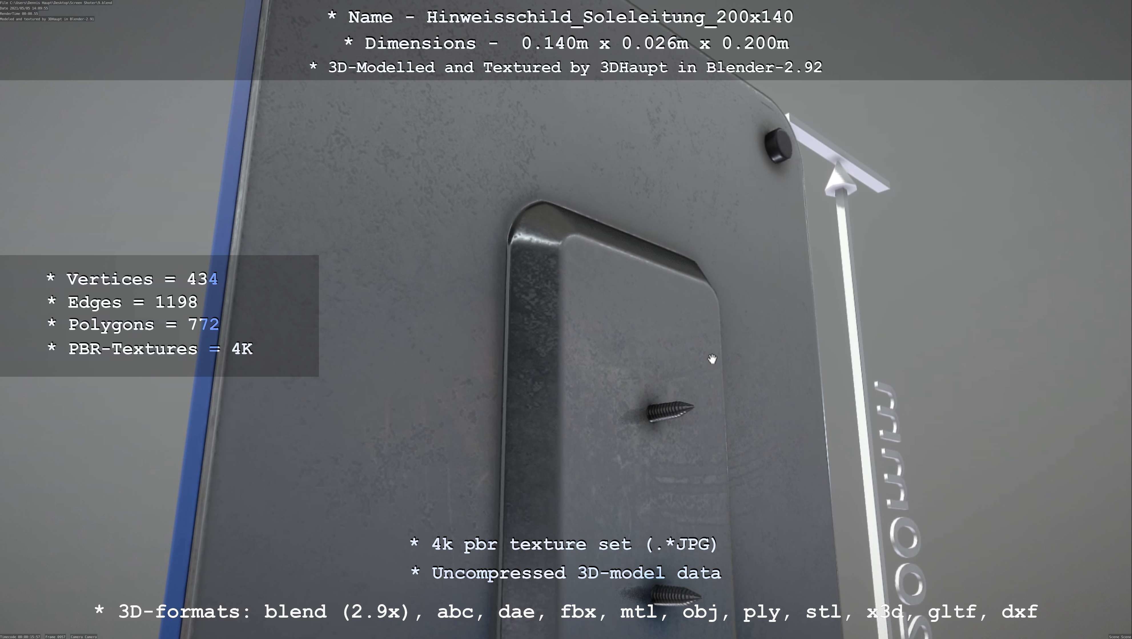 SoleleitungHinweisschild Soleleitung 200x140mm Low-poly 3D model_94
