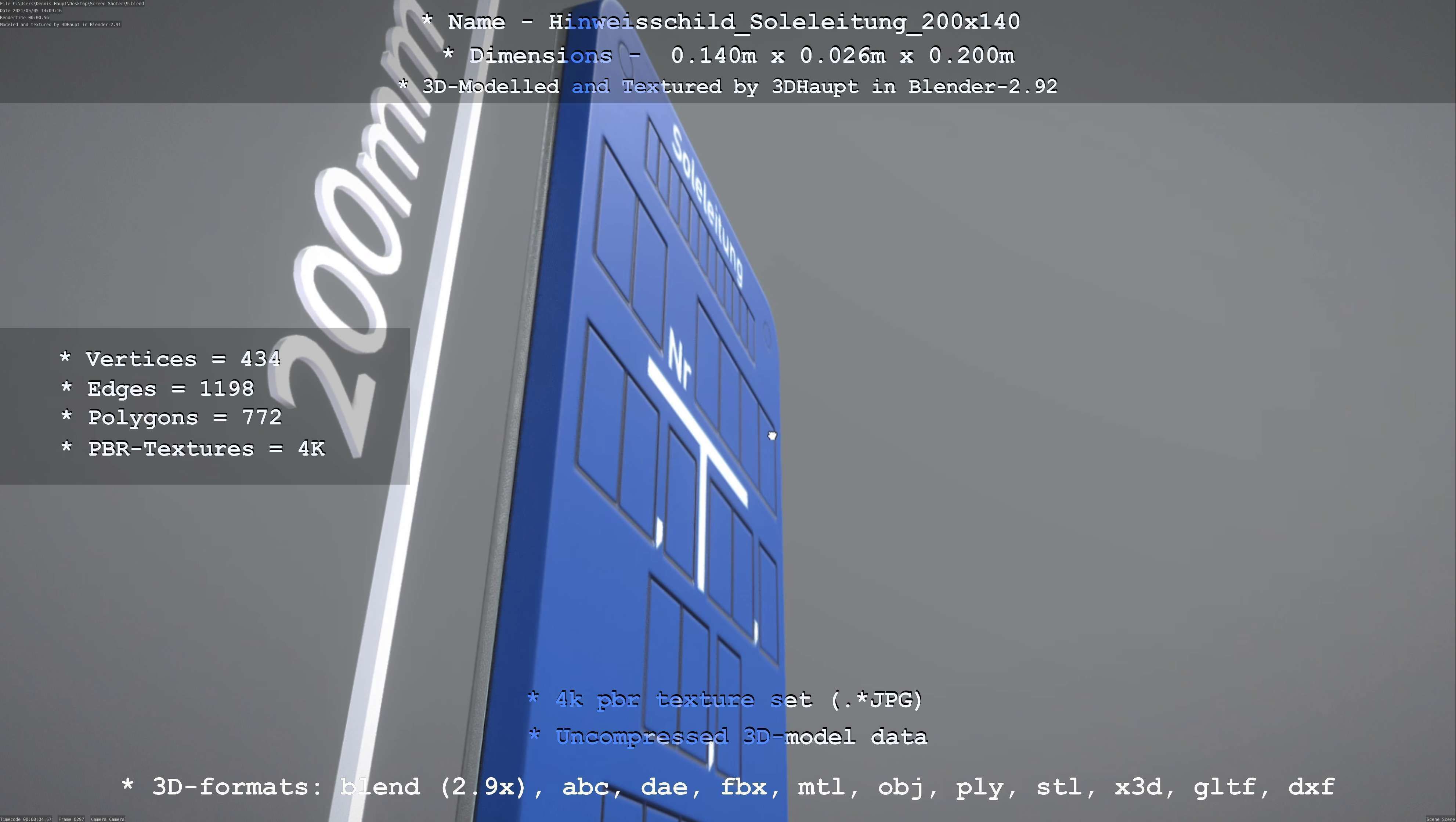 SoleleitungHinweisschild Soleleitung 200x140mm Low-poly 3D model_17