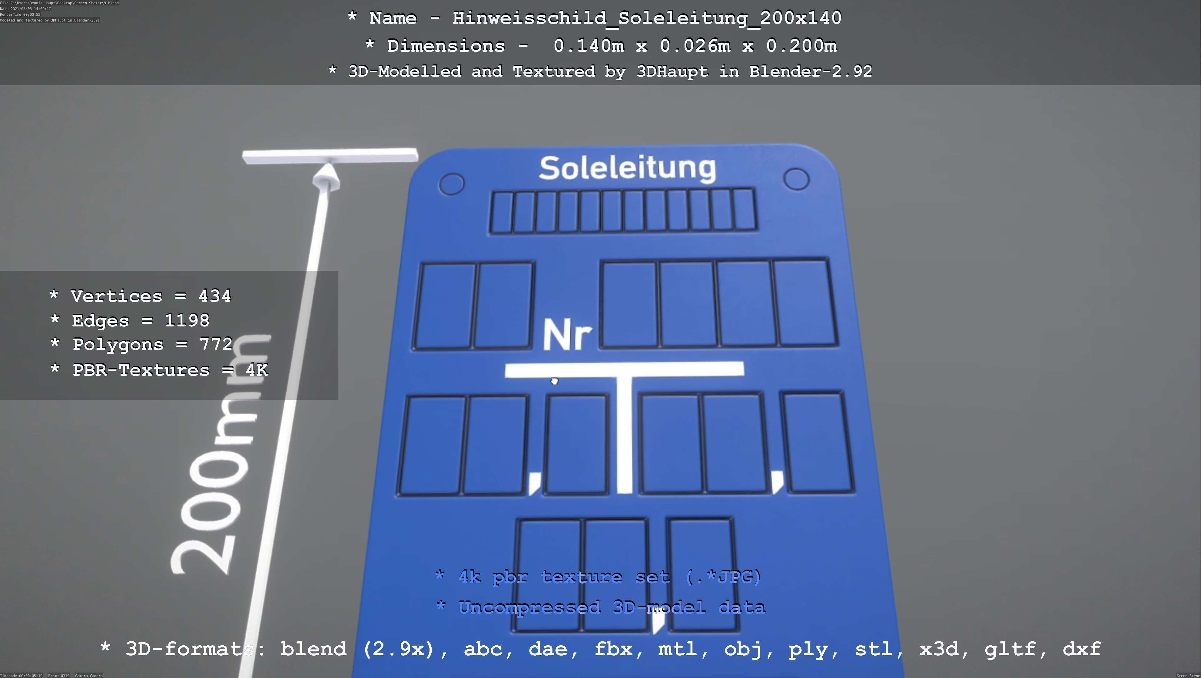SoleleitungHinweisschild Soleleitung 200x140mm Low-poly 3D model_18