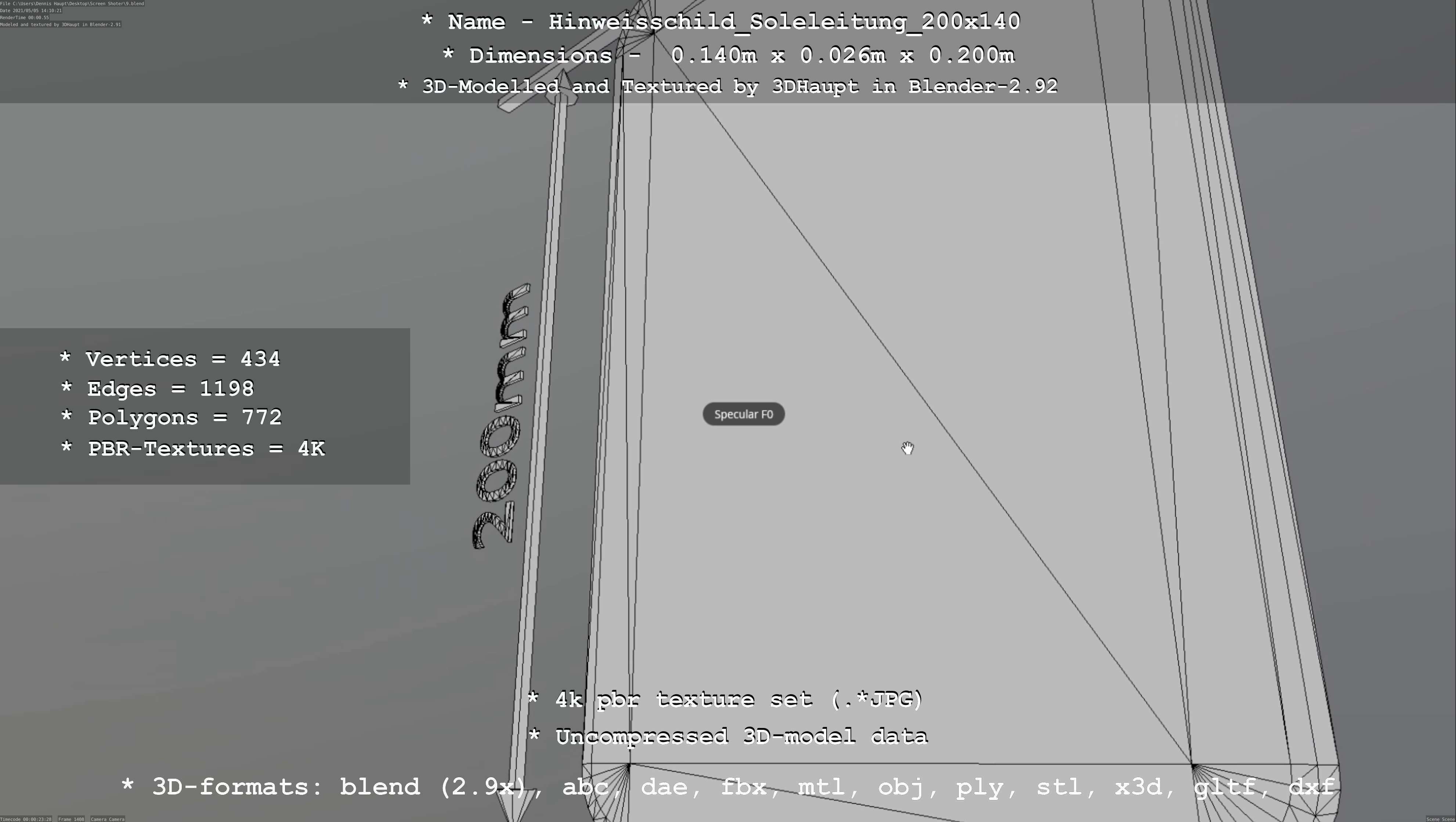 SoleleitungHinweisschild Soleleitung 200x140mm Low-poly 3D model_106