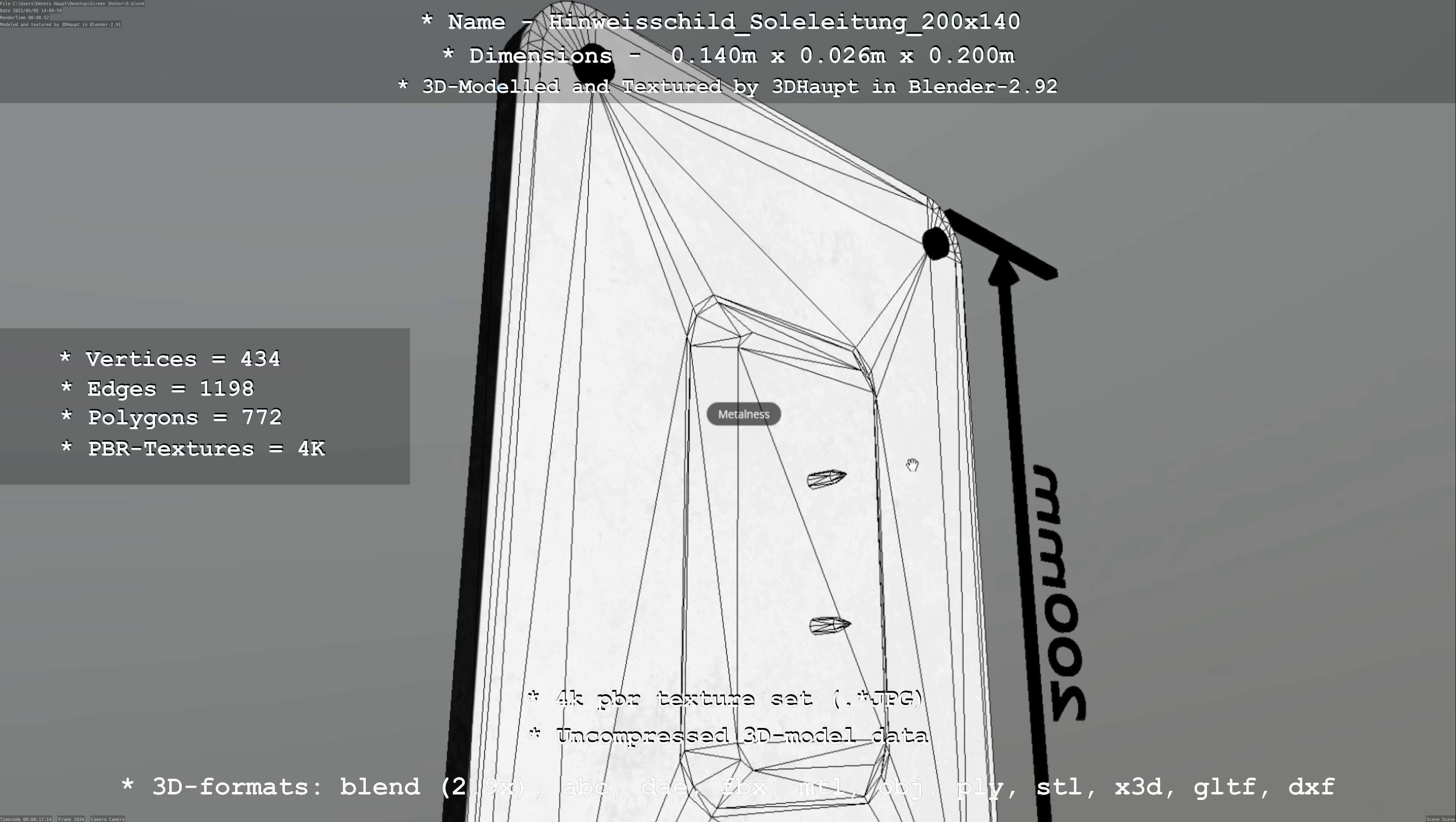 SoleleitungHinweisschild Soleleitung 200x140mm Low-poly 3D model_97