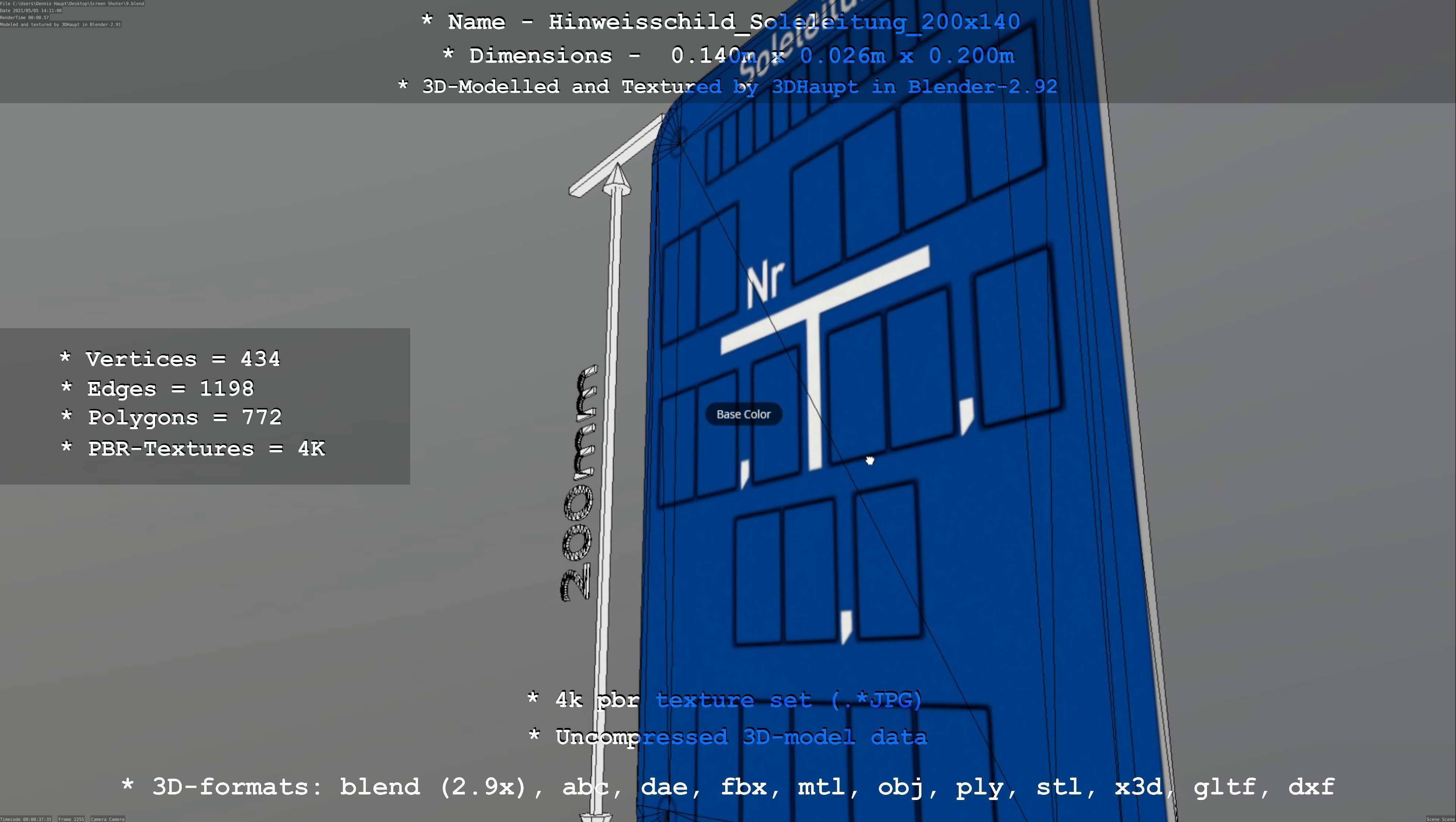 SoleleitungHinweisschild Soleleitung 200x140mm Low-poly 3D model_25