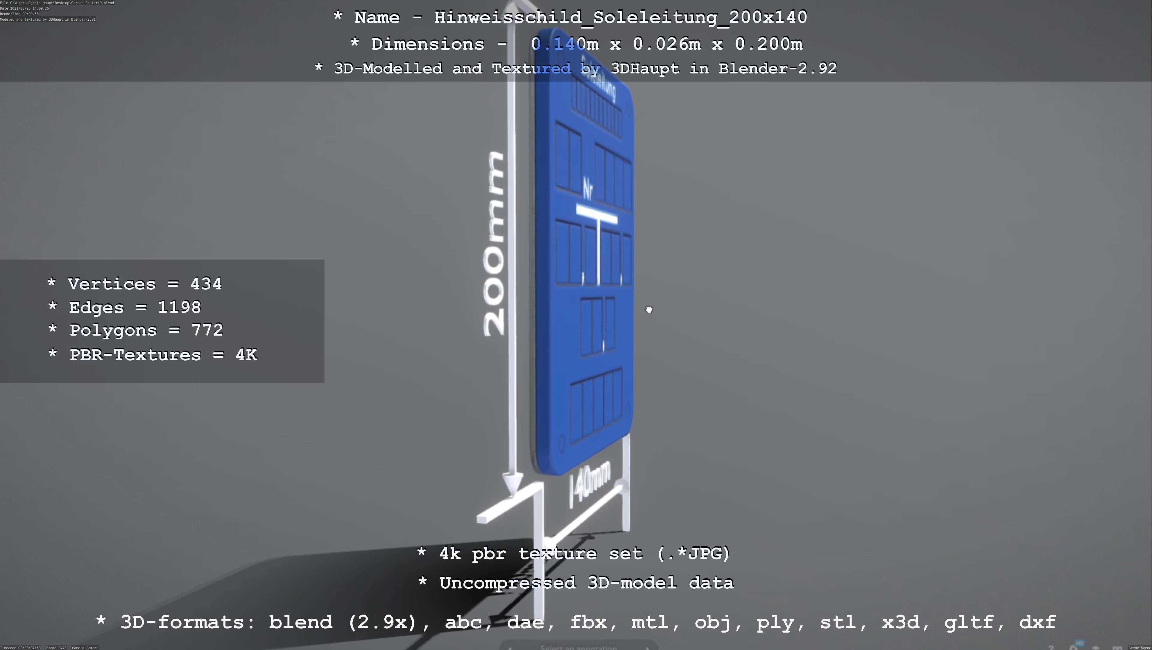 SoleleitungHinweisschild Soleleitung 200x140mm Low-poly 3D model_72