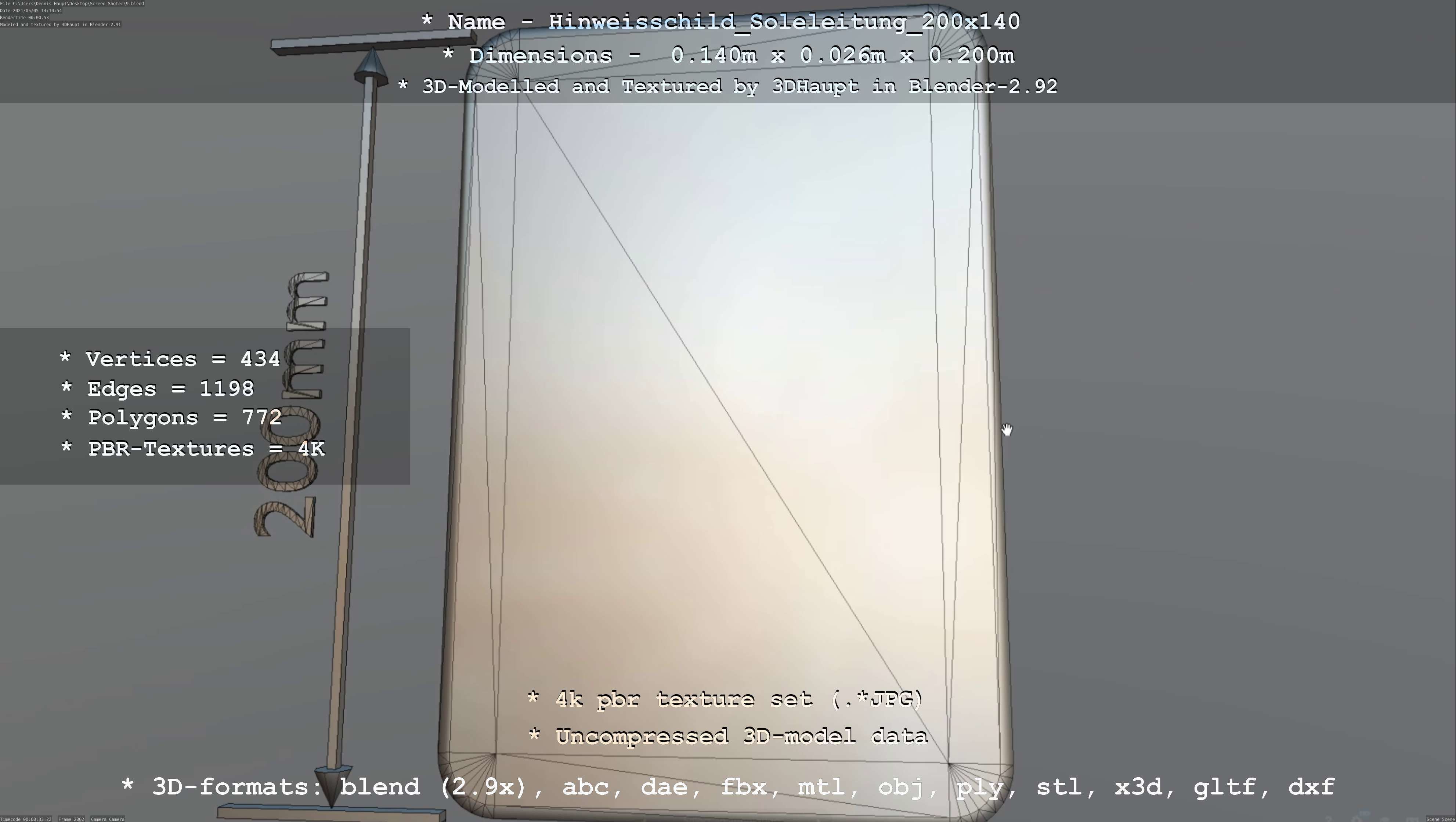 SoleleitungHinweisschild Soleleitung 200x140mm Low-poly 3D model_30