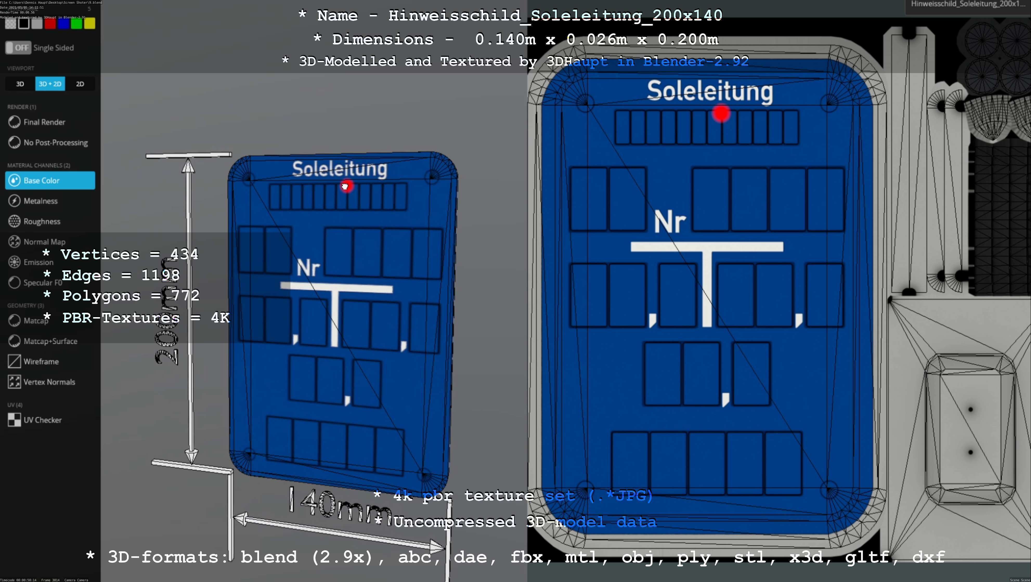 SoleleitungHinweisschild Soleleitung 200x140mm Low-poly 3D model_4