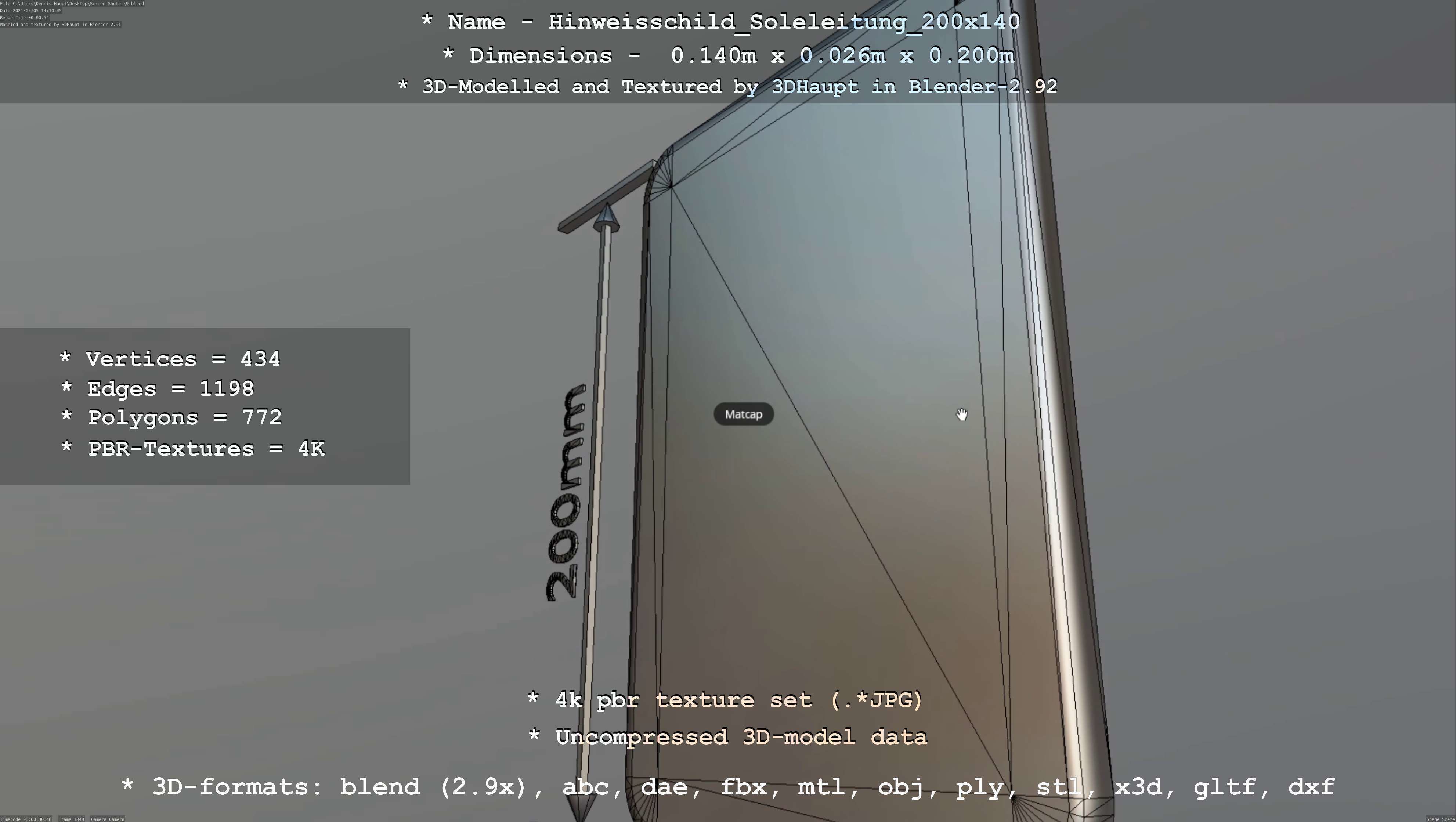 SoleleitungHinweisschild Soleleitung 200x140mm Low-poly 3D model_26