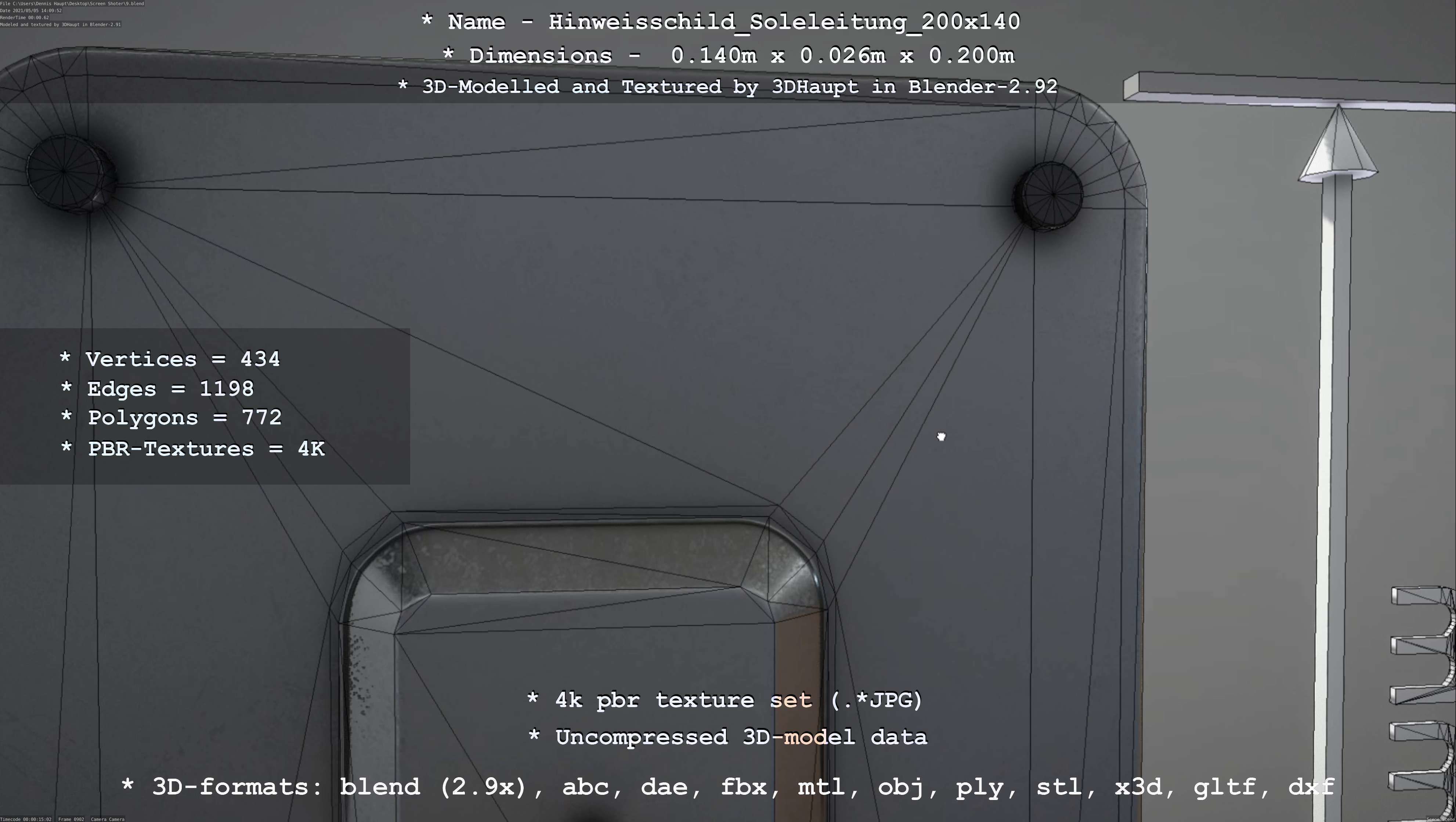 SoleleitungHinweisschild Soleleitung 200x140mm Low-poly 3D model_92