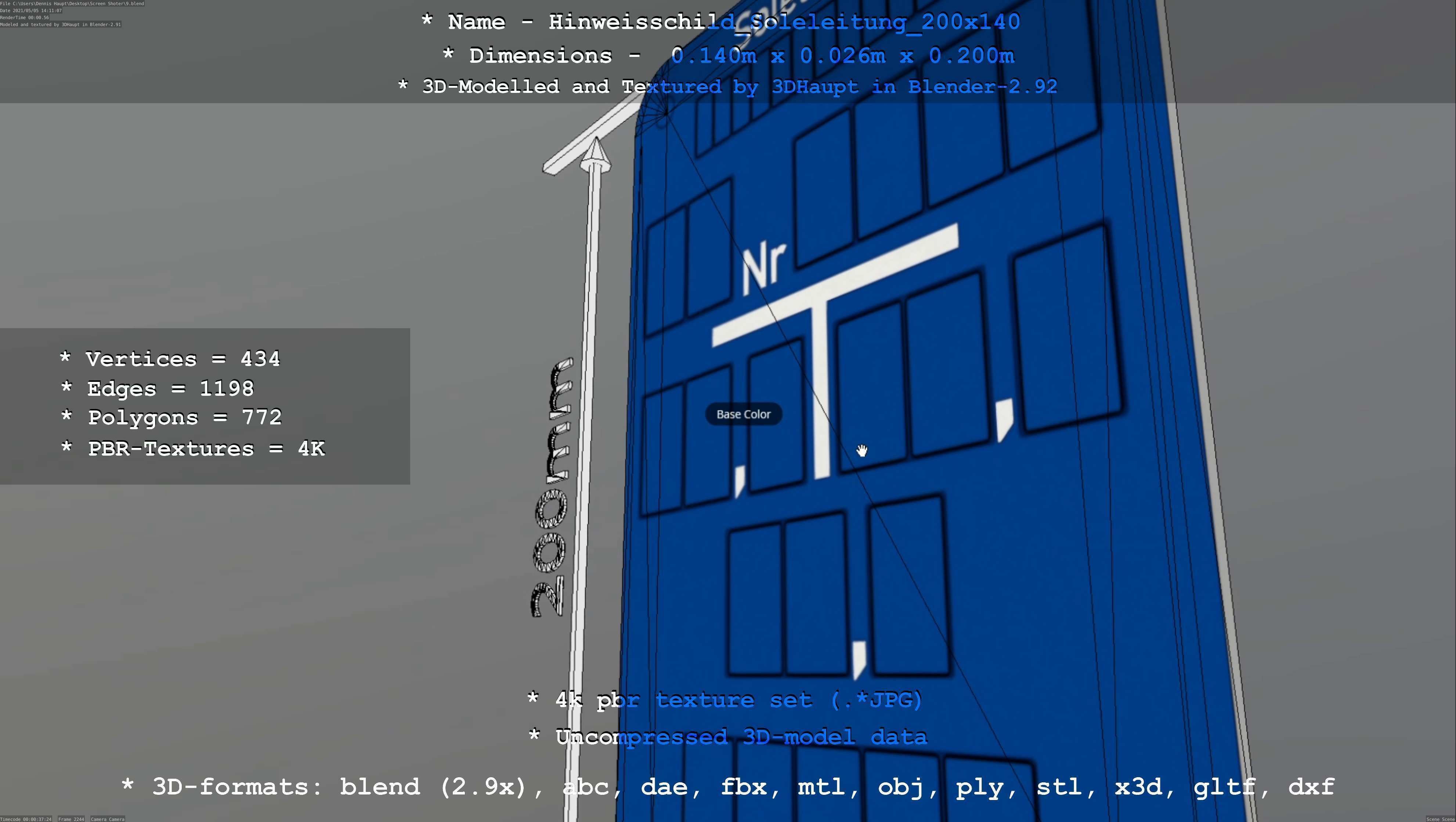 SoleleitungHinweisschild Soleleitung 200x140mm Low-poly 3D model_32