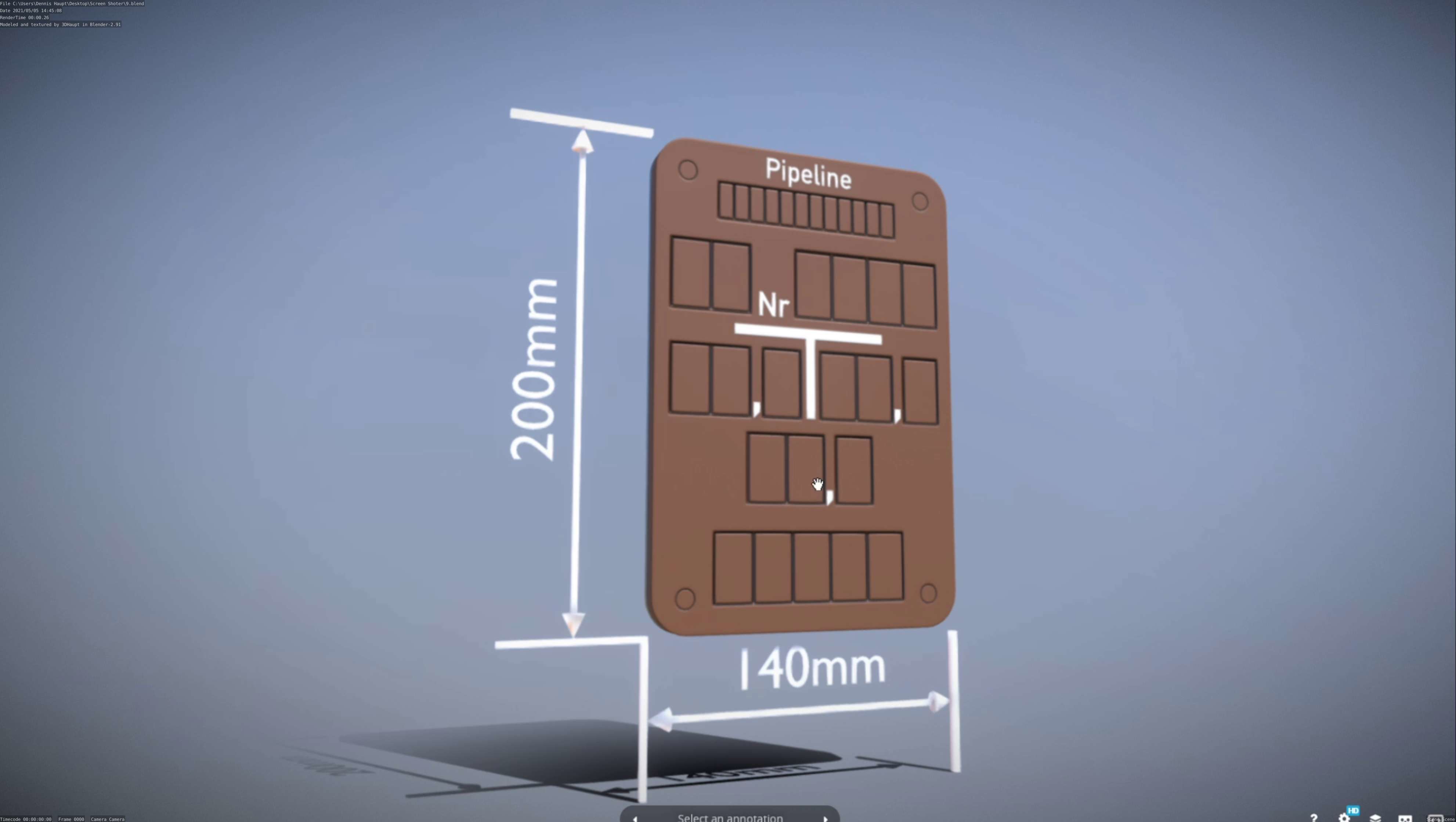 Hinweisschild Pipeline 200x140mm Low-poly 3D model_56