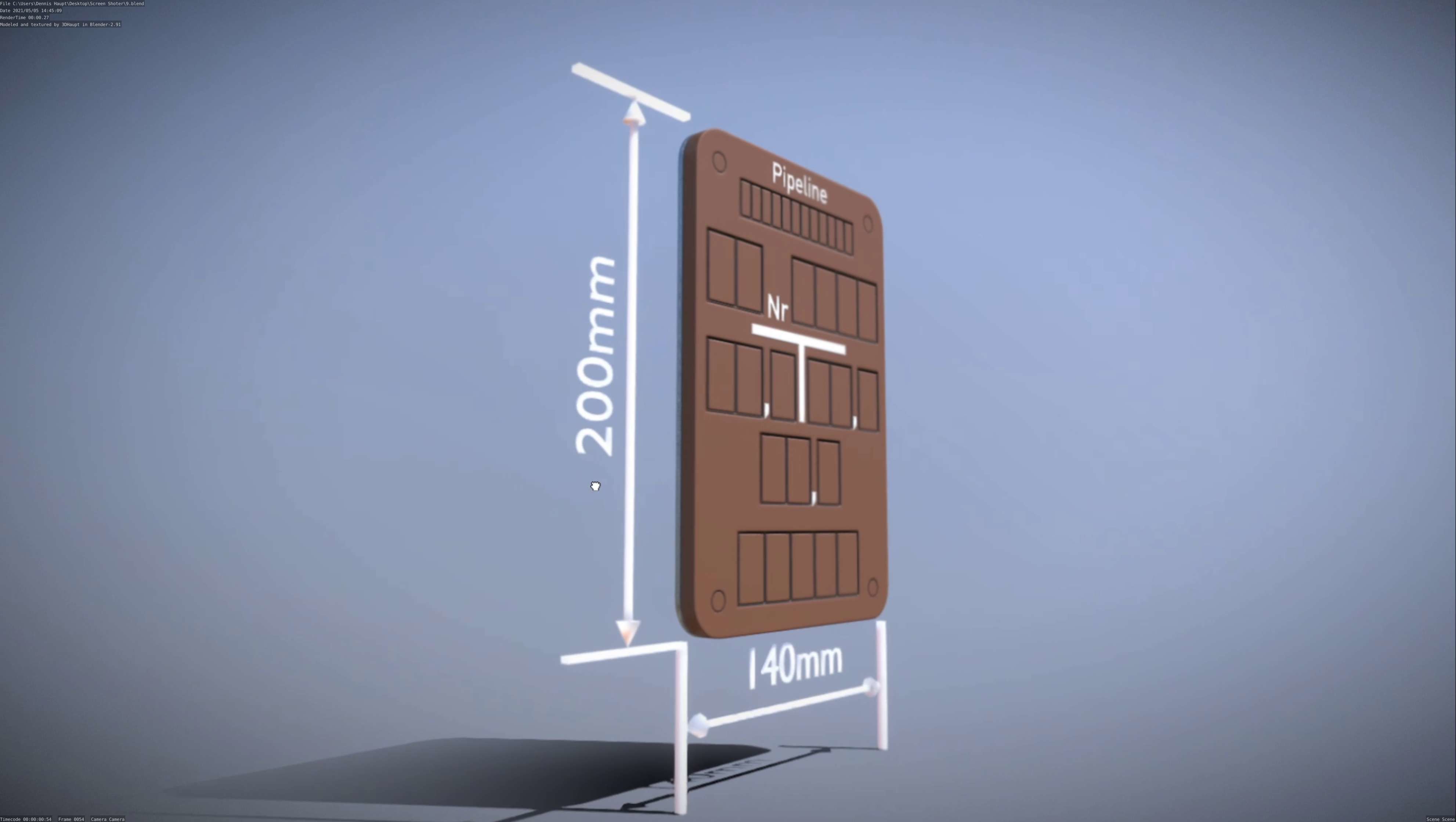 Hinweisschild Pipeline 200x140mm Low-poly 3D model_58