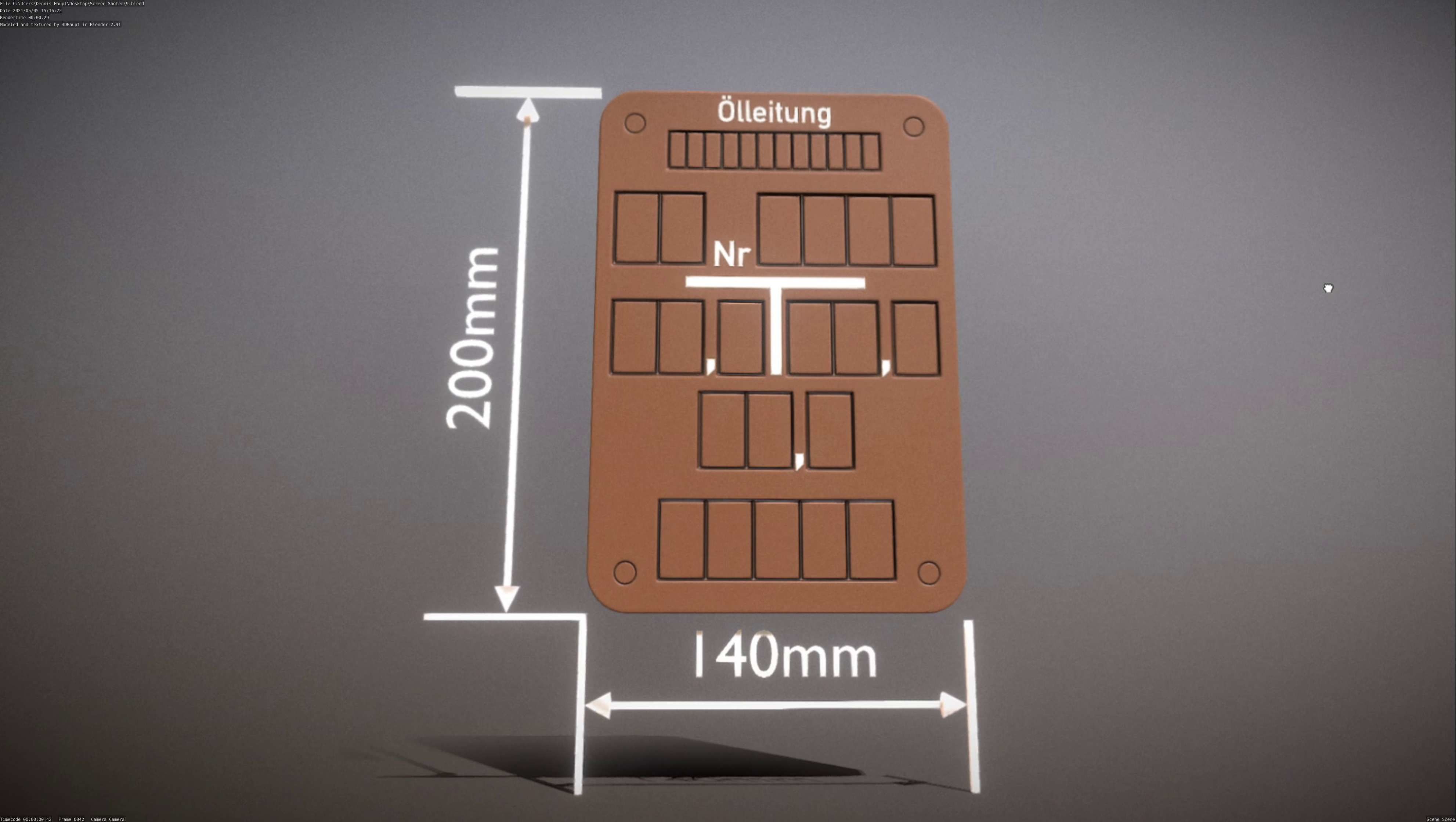 Hinweisschild Oelleitung 200x140mm Low-poly 3D model_21