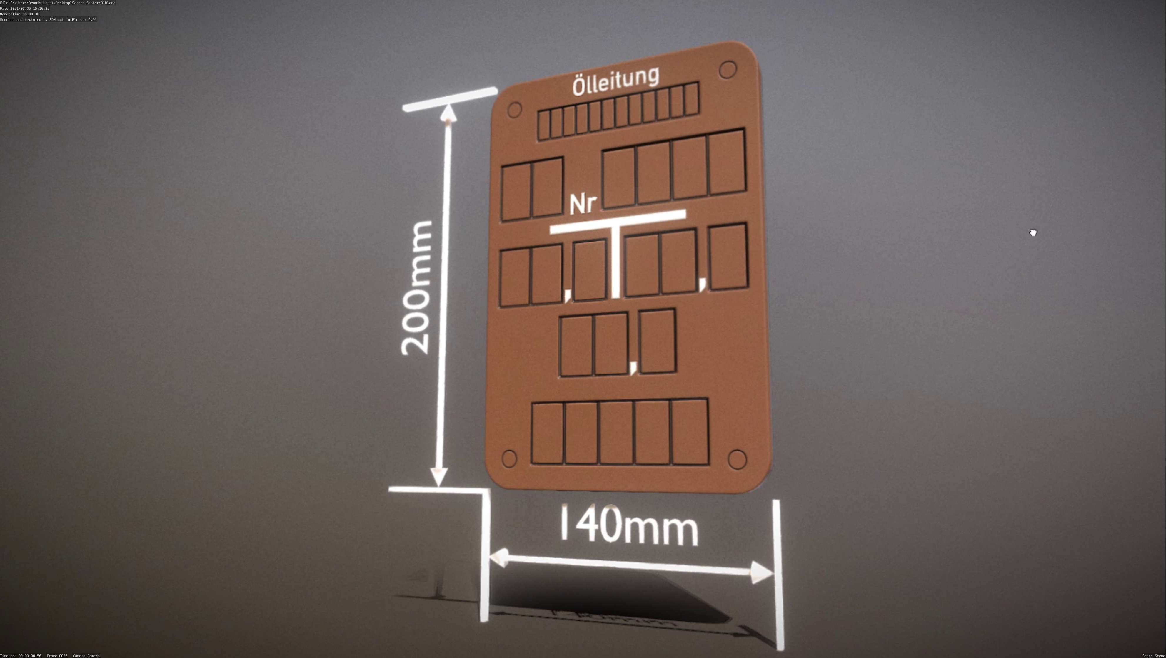 Hinweisschild Oelleitung 200x140mm Low-poly 3D model_66